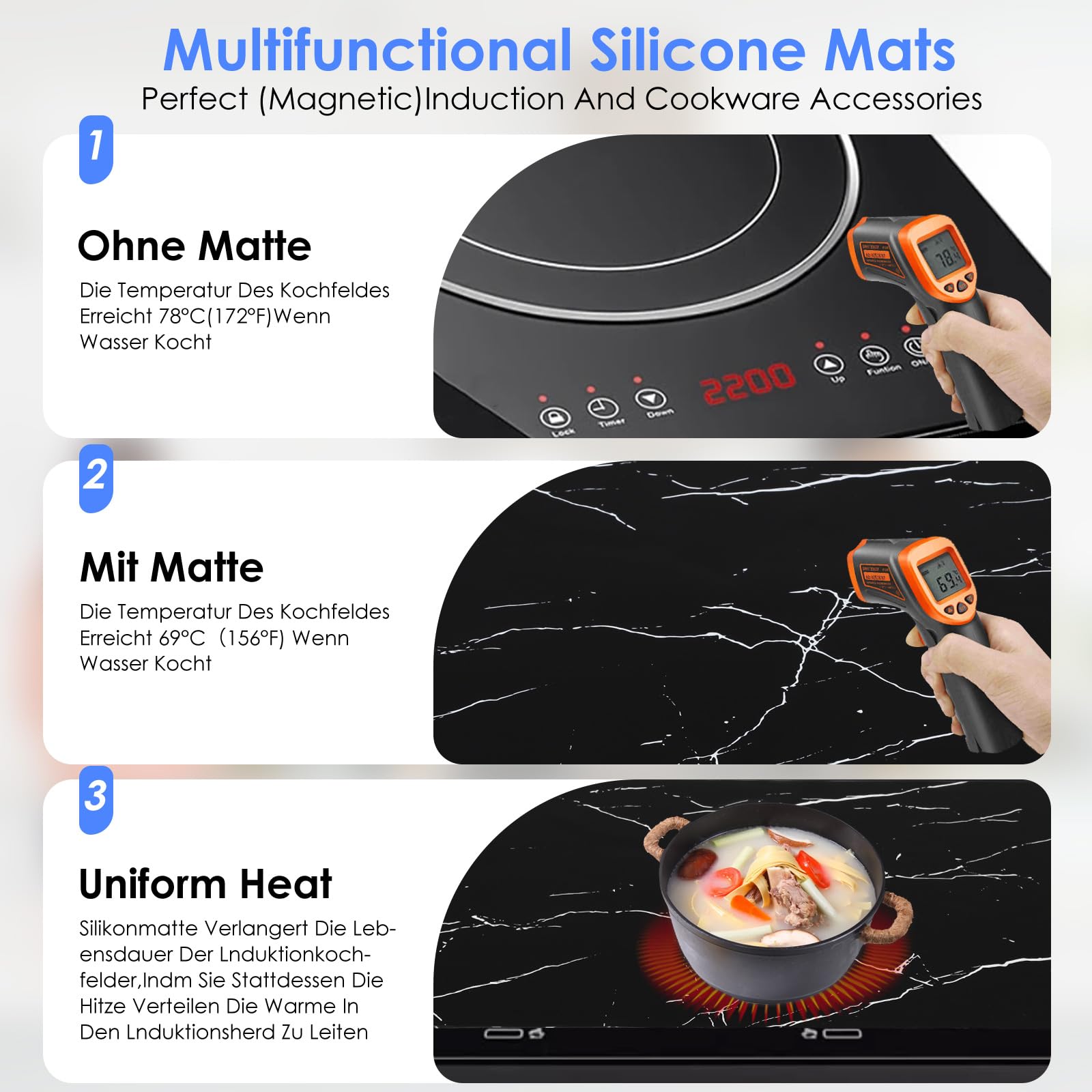 Non-Slip Silicone Induction Cooktop Protector Mat - Scratch-Resistant, Heat-Resistant for Induction Stoves - Multi-Functional Kitchen Accessory for Cooking & Countertop Protection (Perfect for Home, RV & Outdoor Use)