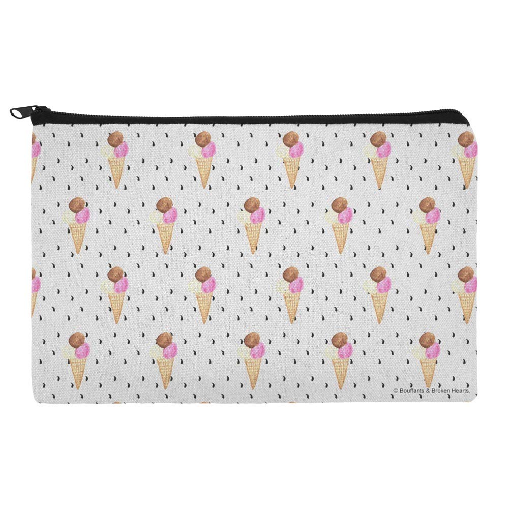 Premium Ice Cream Waffle Cone Cosmetic Bag - Cute Makeup Organizer Pouch for Travel & Daily Use | Perfect for Cosmetics, Brushes & Toiletries