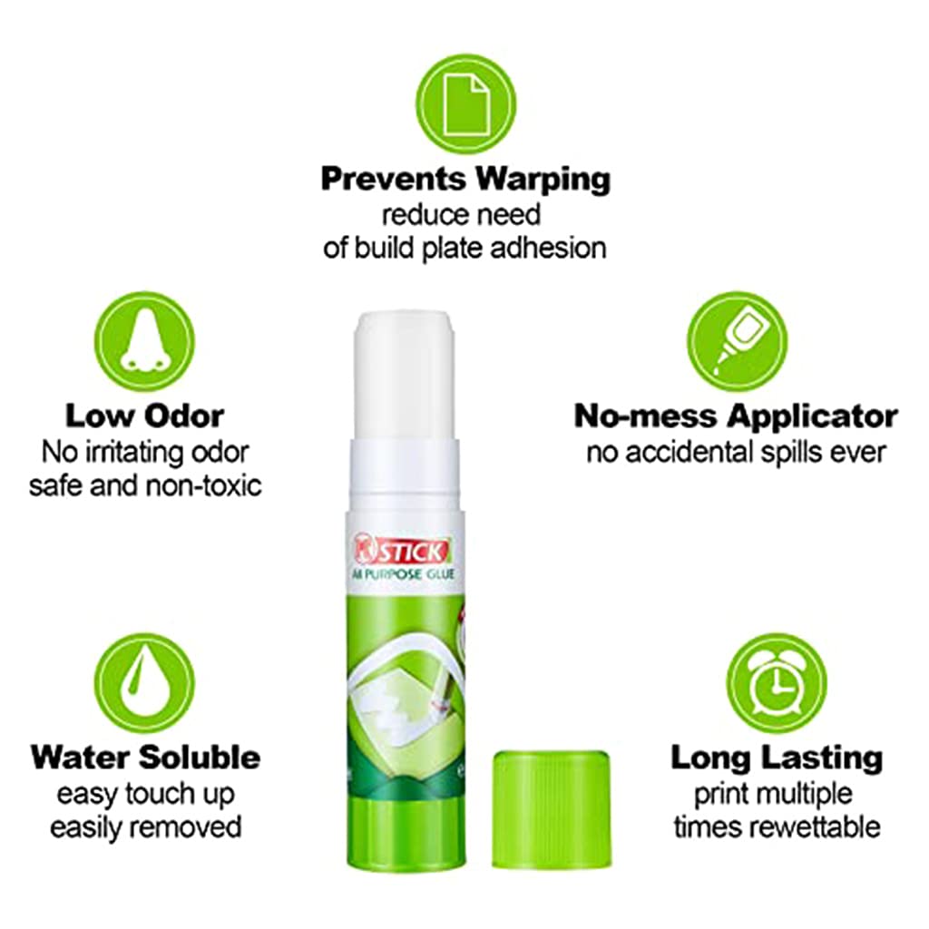 Dsxnklnd 3D Printer Glue Sticks - 3 Pack PVP Solid Adhesive for 3D Printing - Non-Toxic Water-Soluble Glue - Perfect for Bed Adhesion & Print Surface Preparation