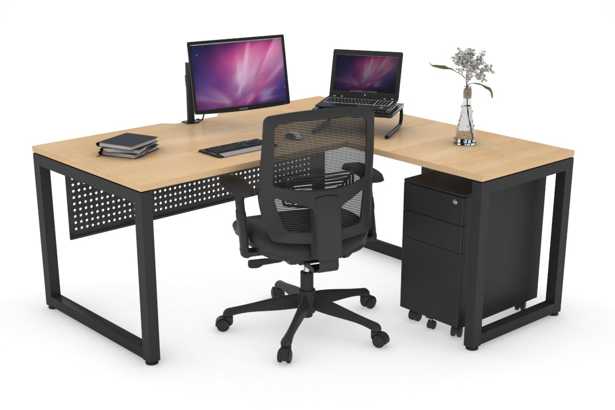 L-Shaped Corner Office Desk with Quadro Loop Legs - 55
