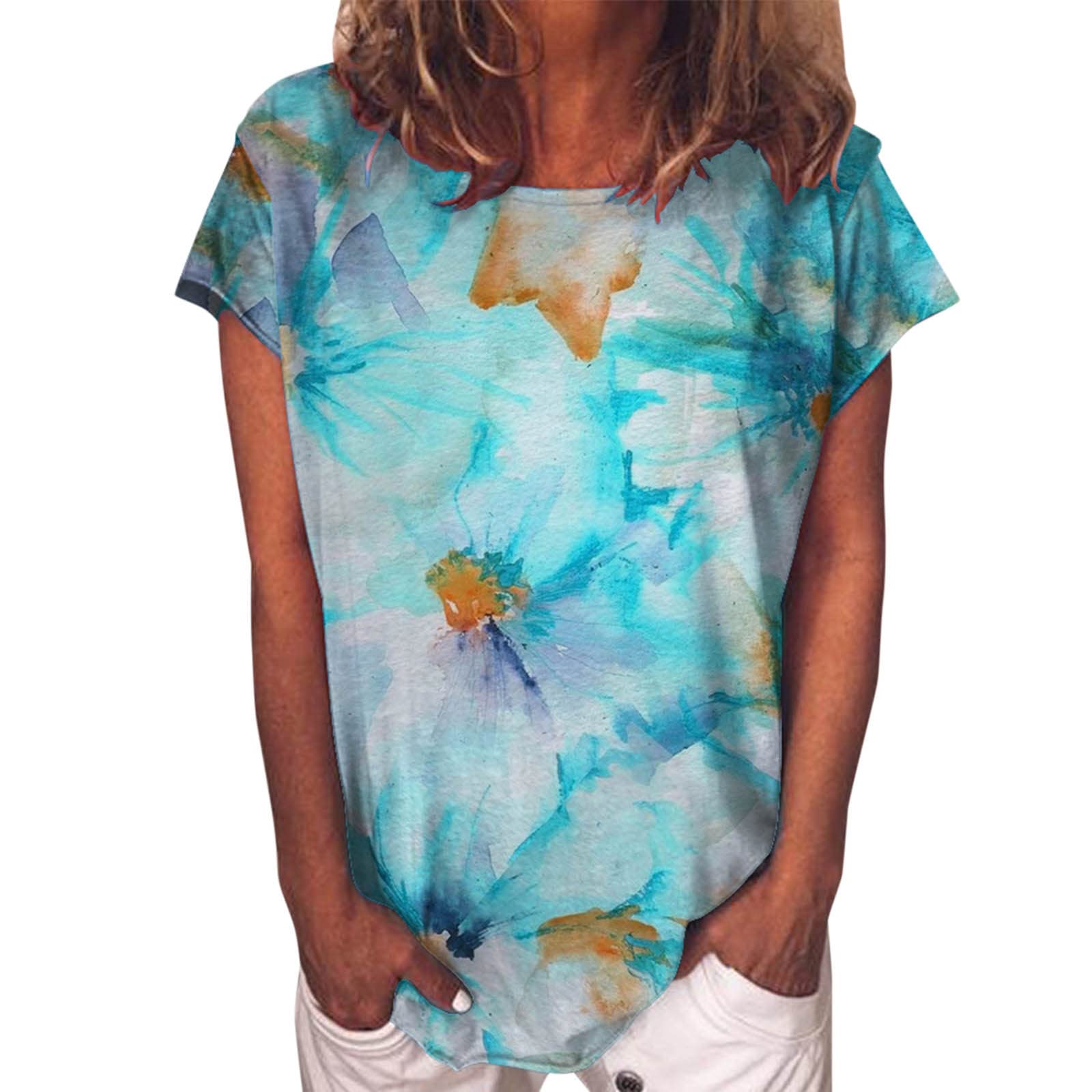 Women's Plus Size Crew Neck Short Sleeve Sweatshirt - Summer Tunic Top for Casual Wear, Workout & Everyday Comfort