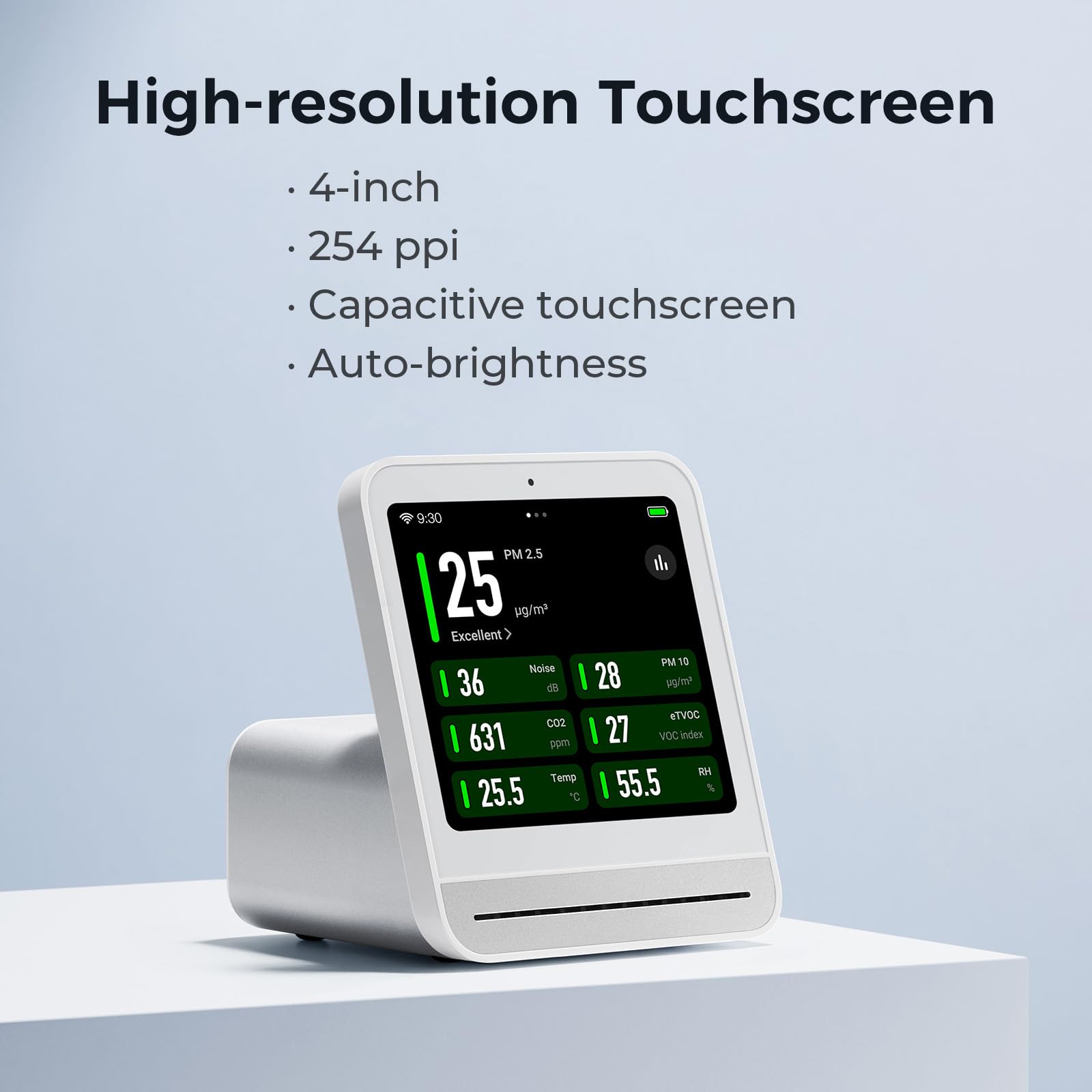 Qingping Air Quality Monitor Gen 2 - Indoor PM2.5, CO2, PM10, Noise, Temperature & Humidity Detector with Alarm Clock | Smart Home Air Tester for Bedroom, Office & Nursery | Real-time Air Quality Monitoring for Healthier Living