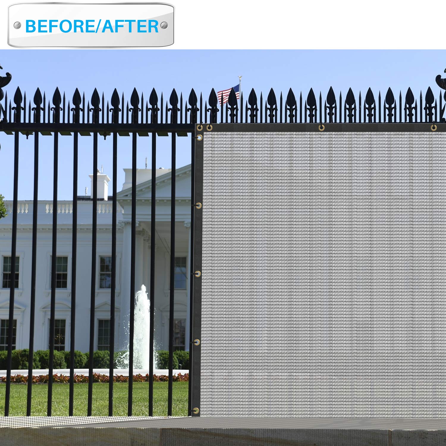 1'x159' Light Gray Privacy Screen Fence - UV Blocking Mesh Shade Net for Garden & Backyard