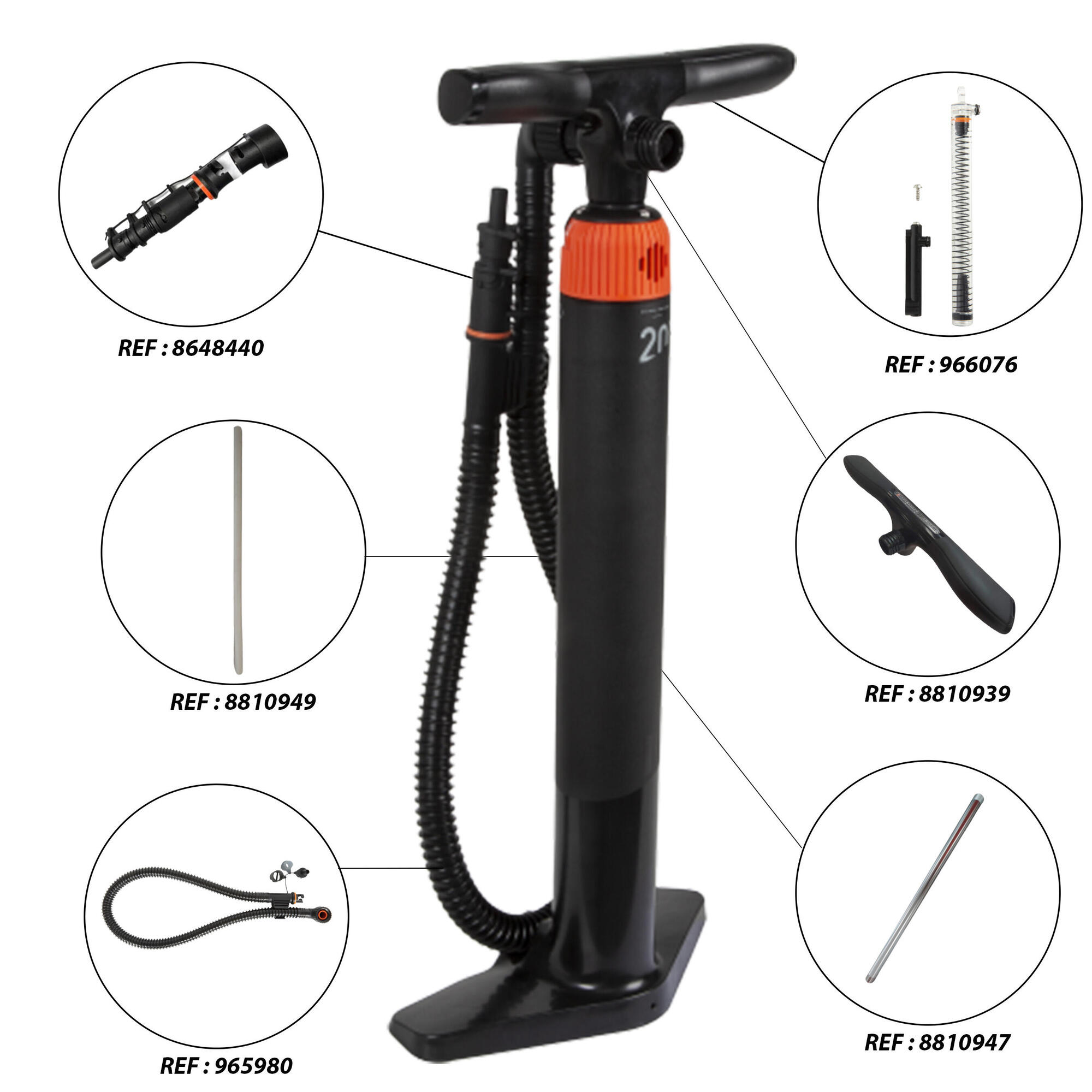 Dual Action High Pressure Hand Pump for Camping & Watersports (0-20 PSI) - Inflate Air Mattresses, Kayaks, and Pool Floats Easily