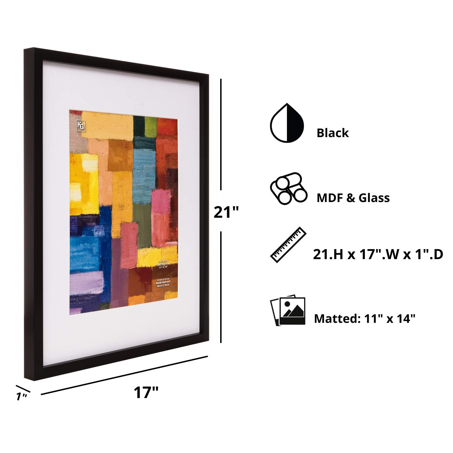 Kiera Grace 11x14 Inch Modern Black Gallery Picture Frames - Wall Mounted Photo Frames for Home Decor, Office, Living Room & Bedroom Display