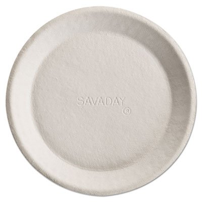 10-Inch Savaday Molded Fiber Plates (Pack of 44) - Eco-Friendly Disposable Dinner Plates for Parties, Picnics & Events - White Compostable Tableware