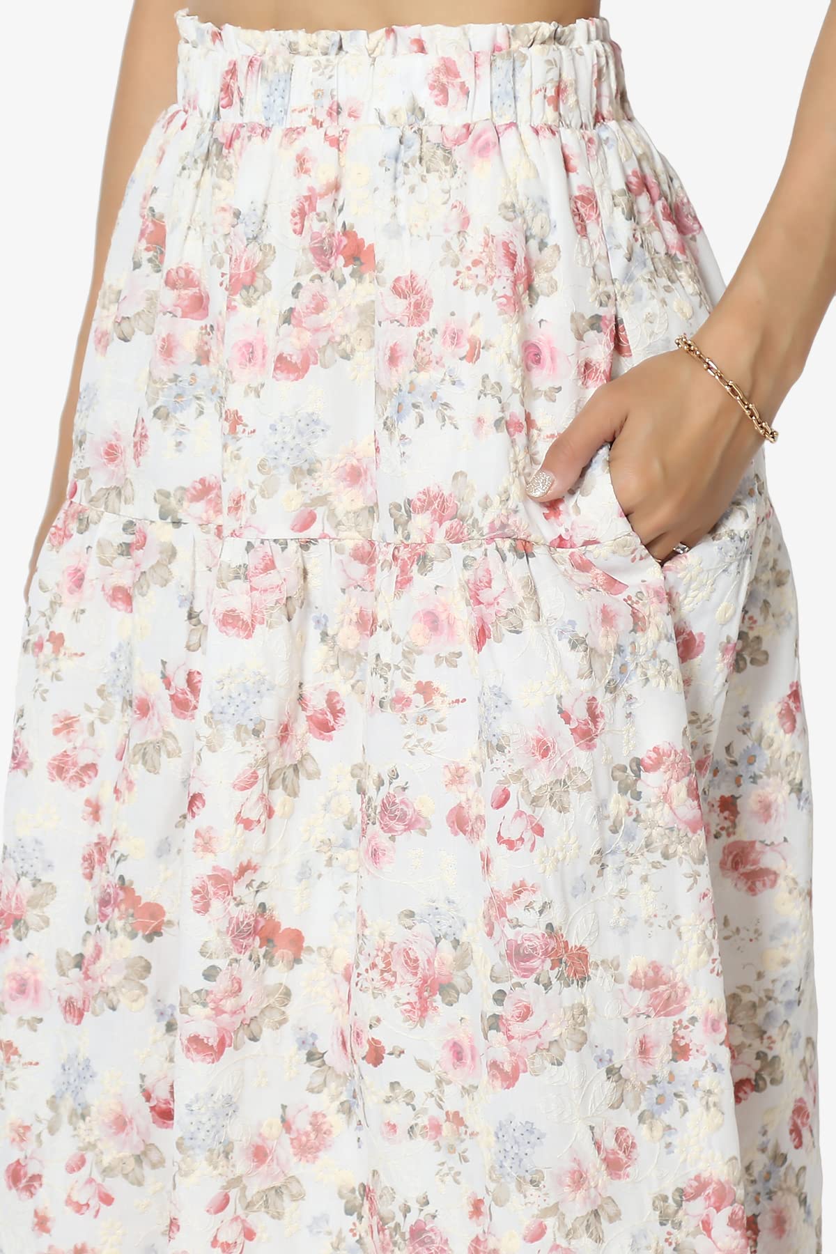 TheMogan Women's Embroidered Floral Tie Ruffle Crop Top & A-Line Skirt Set 2-Piece Outfit for Summer Beach Vacation, Party, Date Night and Casual Wear