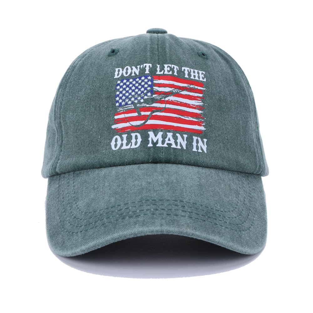Vintage Baseball Cap - 'Don't Let The Old Man In' Patriotic American Flag Hat for Men & Women | Perfect for Sports, Outdoor Activities & Casual Wear