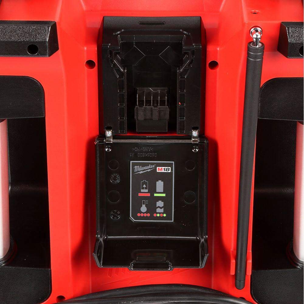 Milwaukee 2792-20 Jobsite Radio with USB Charger | Portable Bluetooth Speaker for Construction Sites, Workshops & Outdoor Work | Weather-Resistant AM/FM Radio with Power Tool Battery Compatibility