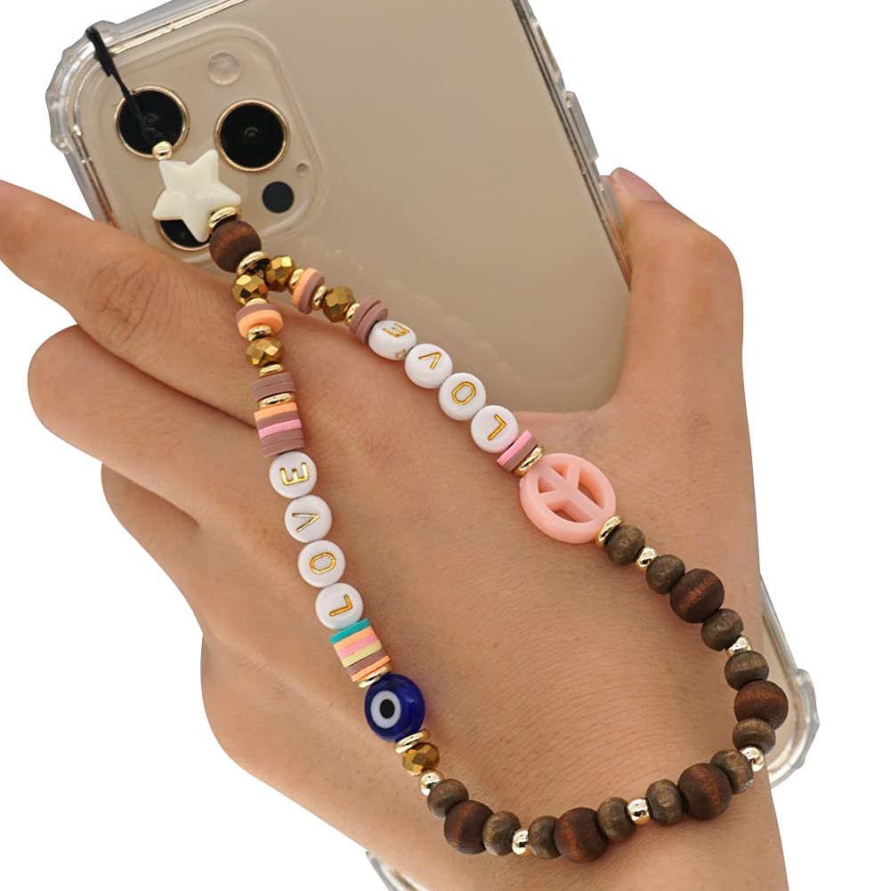 Katutude Beaded Phone Lanyard Wrist Strap - Colorful Fruit Star Pearl Handmade Bracelet Anti-Lost Chain for iPhone Samsung Galaxy - Perfect Gift for Girls Women Teens (School, Work, Travel, Party)