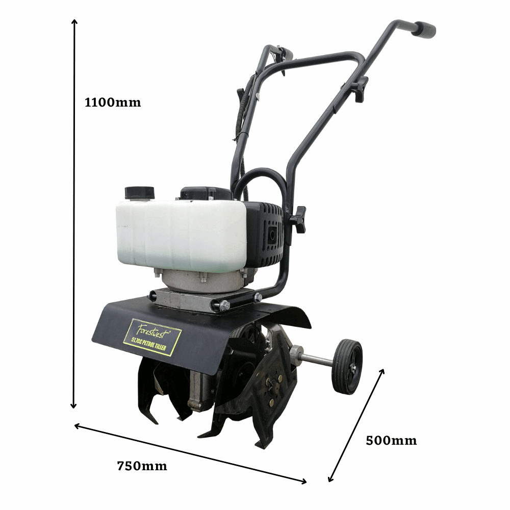 **51.7CC Gas Powered Mini Tiller Cultivator - Rotary Hoe for Gardening, Landscaping & Soil Preparation - Ideal for Small Farms, Backyards & Flower Beds**