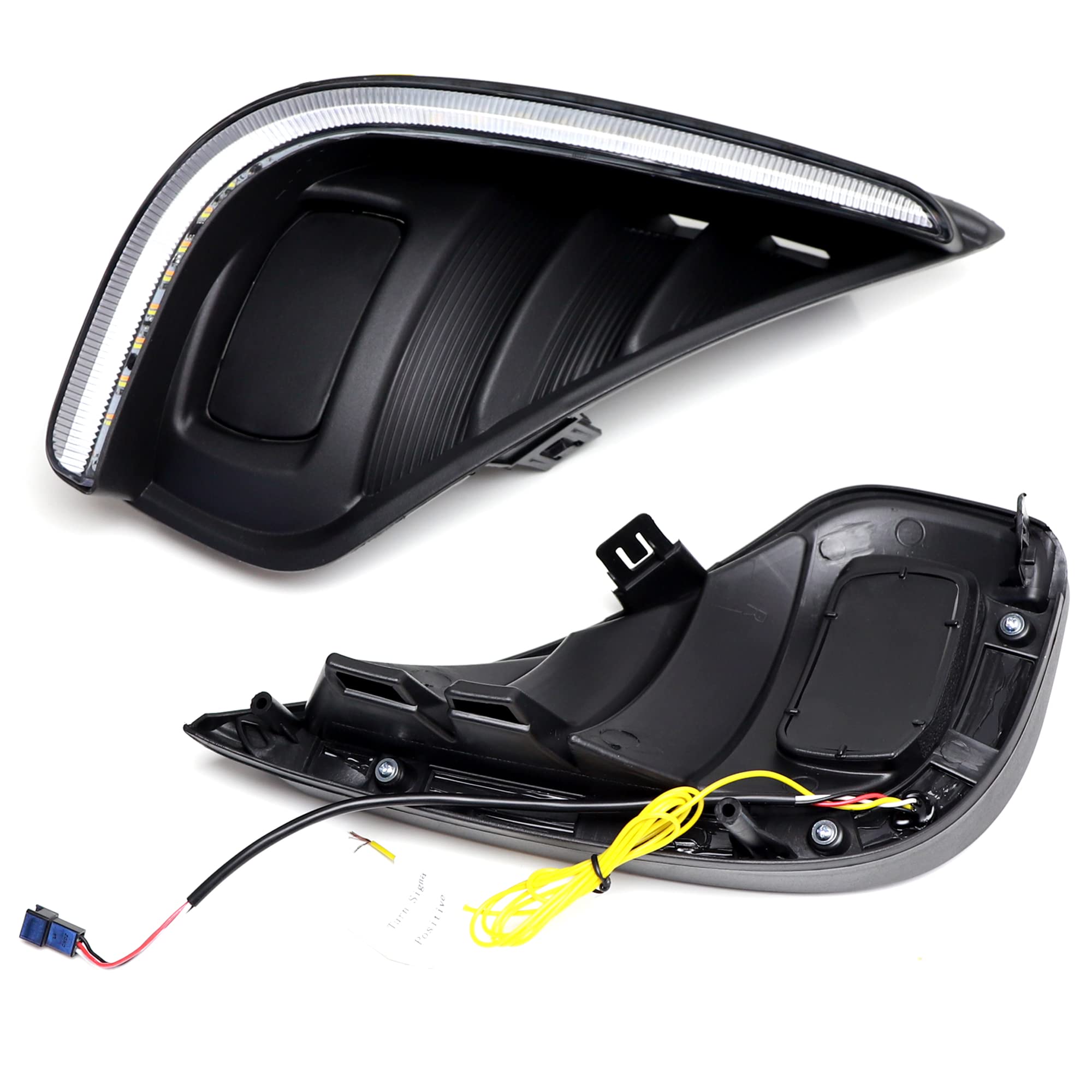 iJDMTOY White LED DRL & Amber Sequential Turn Signal Fog Bezel Replacement Kit - Compatible with 2020-2023 Toyota Highlander | Upgrade Your Daytime Running Lights for Enhanced Visibility & Style