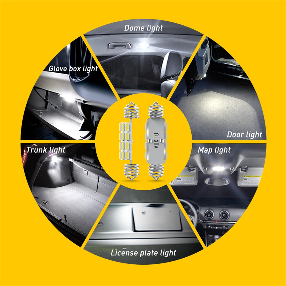 AUXITO 578 LED Festoon Bulb - 211-2 & 212-2 Replacement - Bright Interior Lights for Car Dome, Trunk, and Map Lights - Energy Efficient & Long Lasting