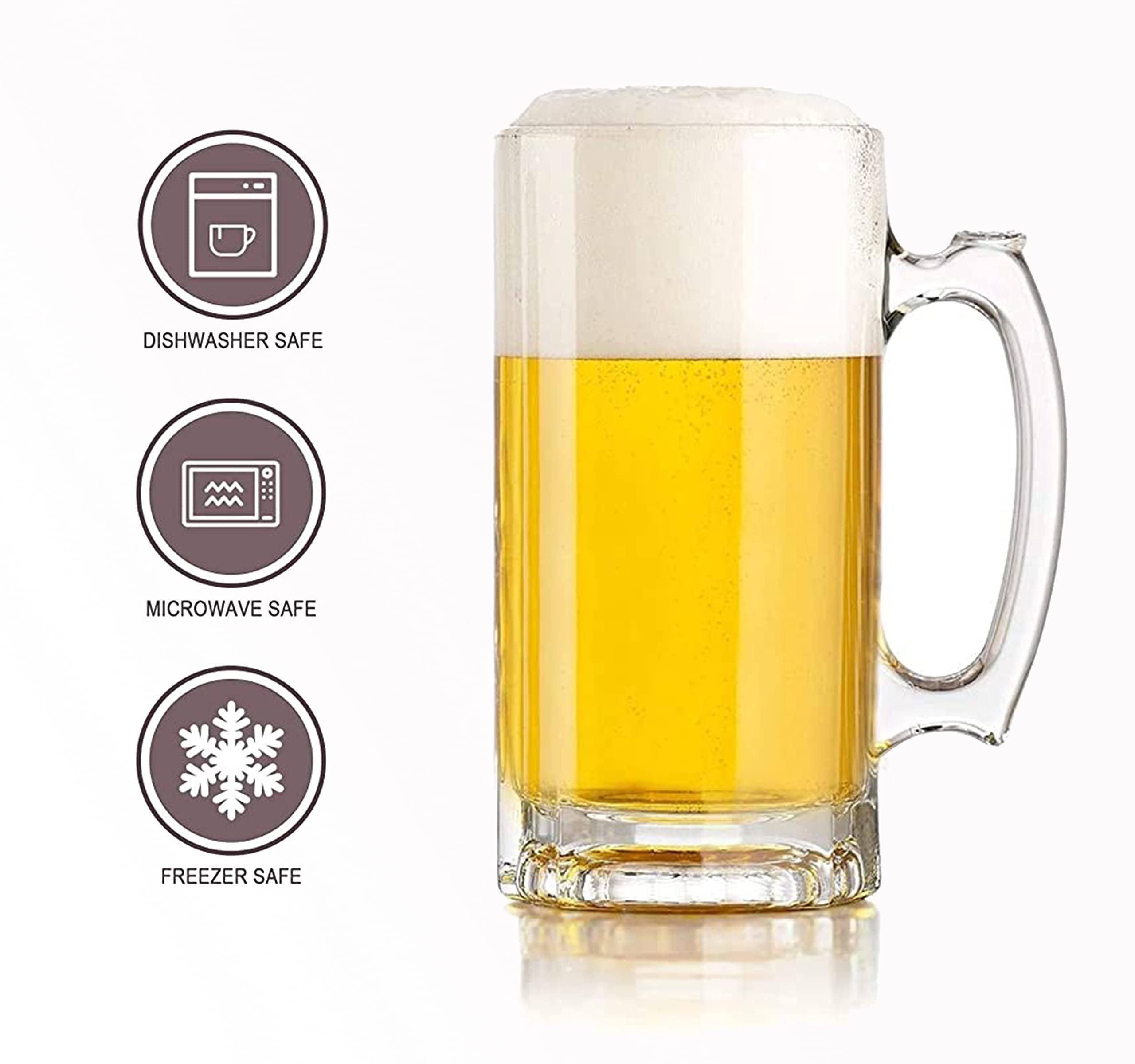 NH10 DESIGNS Double-Sided Printed Frosted Glass Beer Mug with Handle (470ml) - Unique Gift for Beer Lovers, Friends, Husband & Father - Perfect for Parties, Home Bars & Special Occasions (BM 01)