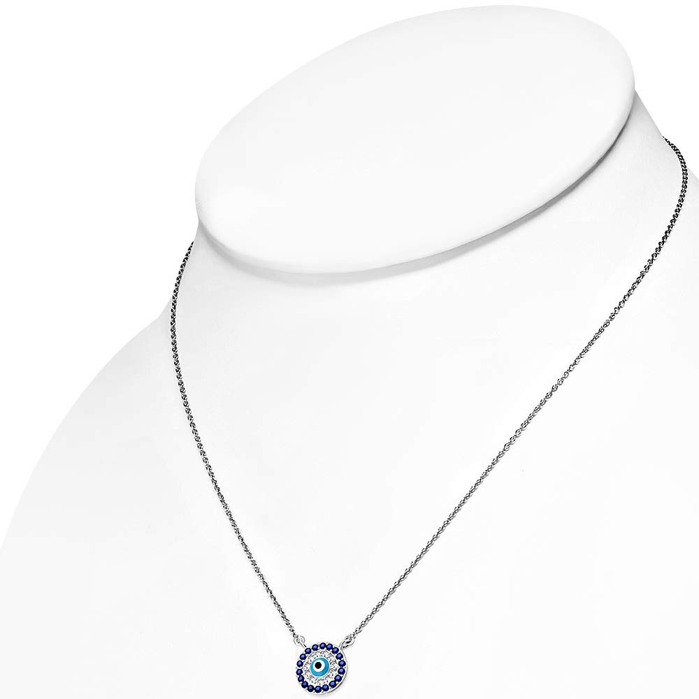 925 Sterling Silver Evil Eye Hamsa Necklace for Women - White & Blue CZ Pendant for Protection & Good Luck | Perfect for Gifts, Daily Wear & Spiritual Jewelry Collection