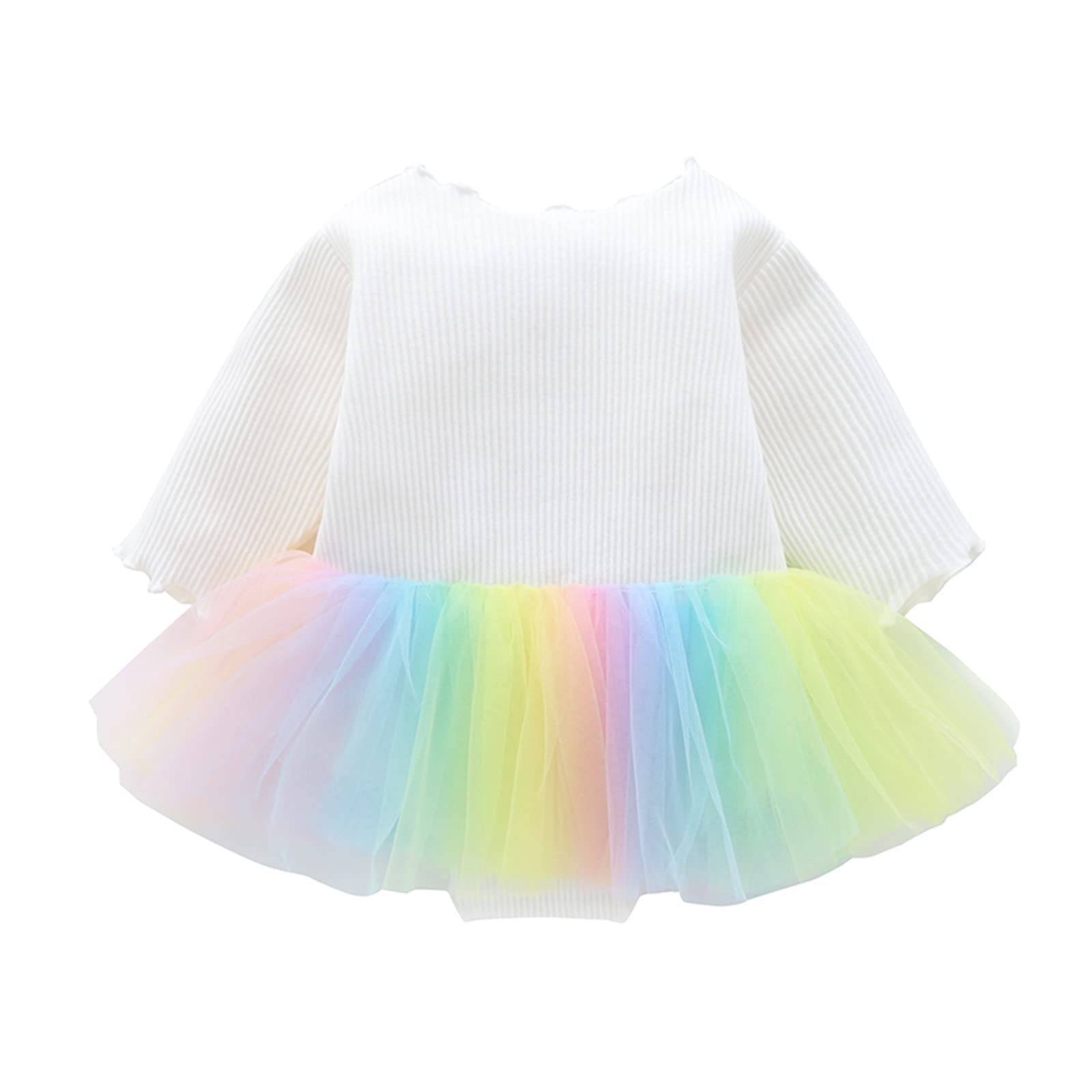 Elegant Spring & Autumn Baby Girls Dress - Long Sleeve Rainbow Headband Outfit Size 5 | Perfect for Birthday Parties, Photo Shoots & Special Occasions