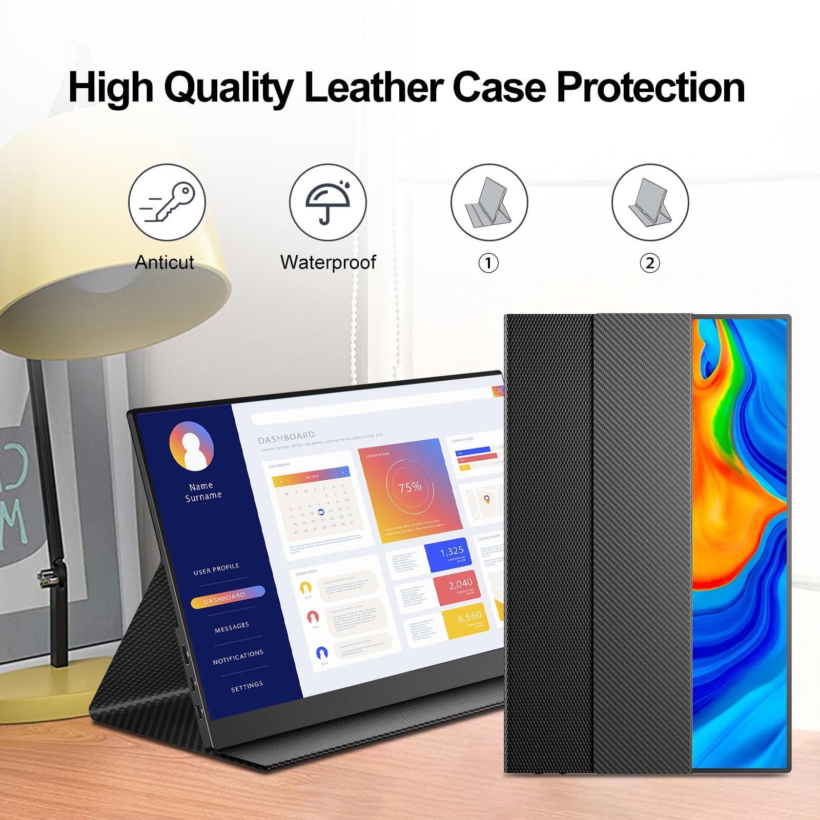 Kyyivwine 16.1 Inch Portable Monitor - 1080P FHD 144Hz IPS Screen, 100% sRGB, 1200:1 Contrast Ratio, Ultra-Thin Design with Built-in Speakers, USB-C & HDMI Connectivity - Compatible with PS5, Xbox, Switch, PC & Mac - Perfect for Gaming, Work & Travel