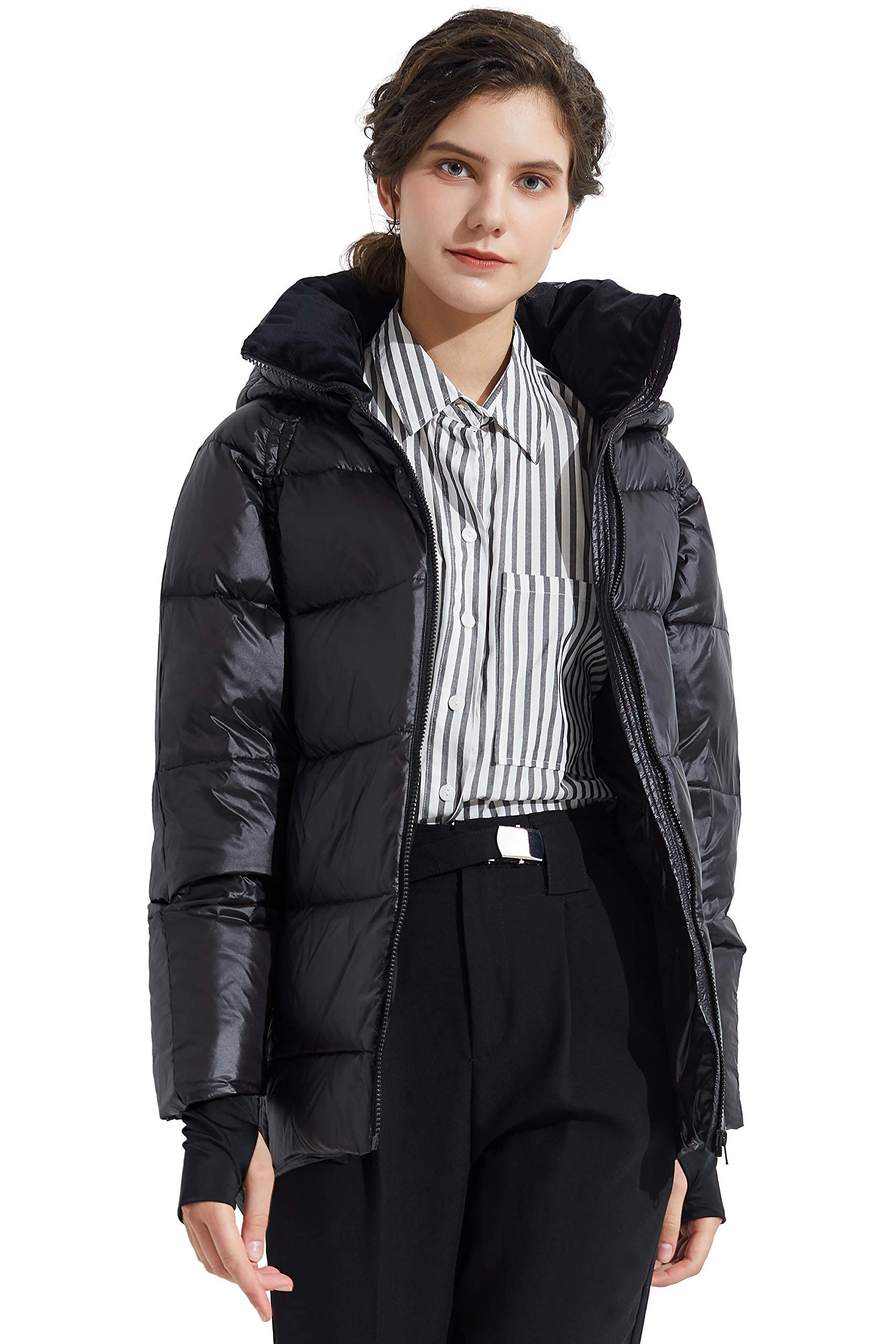 Orolay Women's Lightweight Down Puffer Jacket - Winter Cropped Bubble Coat with Hood for Warmth & Style | Perfect for Outdoor Activities, Travel & Casual Wear