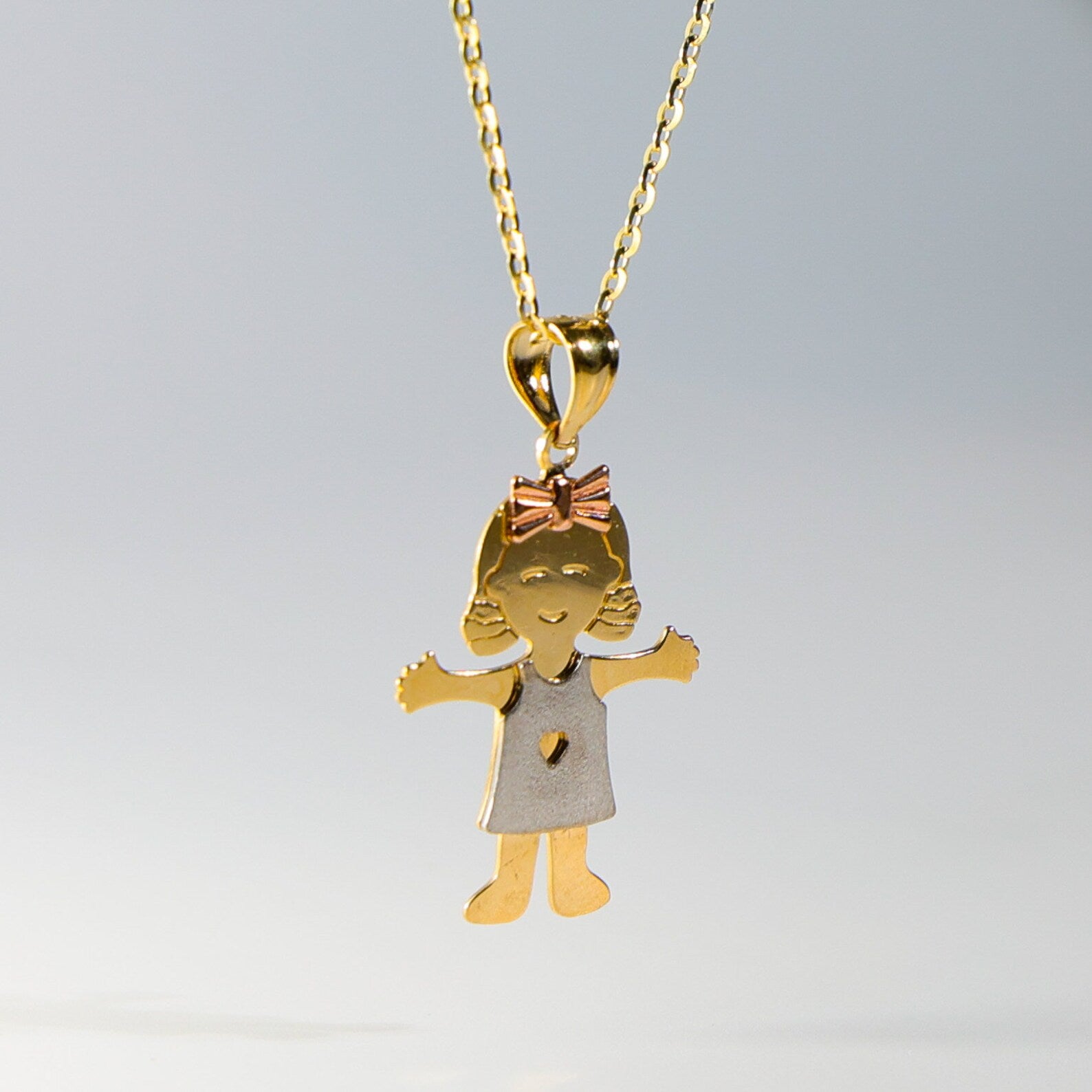 Gold Large Happy Girl Pendant Necklace - Model 2395 | Elegant Jewelry Gift for Women, Girls | Perfect for Birthdays, Anniversaries & Special Occasions