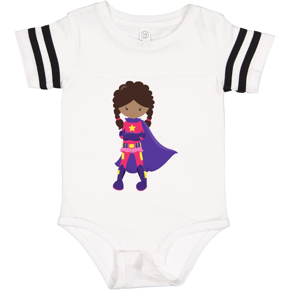 Inktastic African American Superhero Girl Cape Baby Bodysuit - Cute Infant Onesie for Dress Up, Birthday Parties & Superhero Themed Events