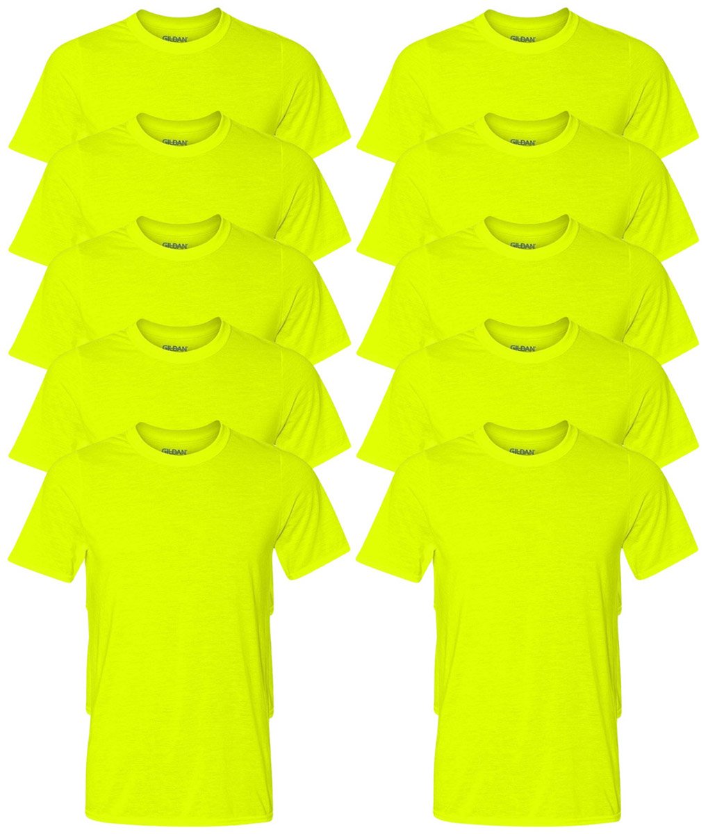 Gildan Men's Safety T-Shirt - High Visibility Work Shirt, Moisture Wicking & Breathable for Construction, Road Work & Outdoor Jobs