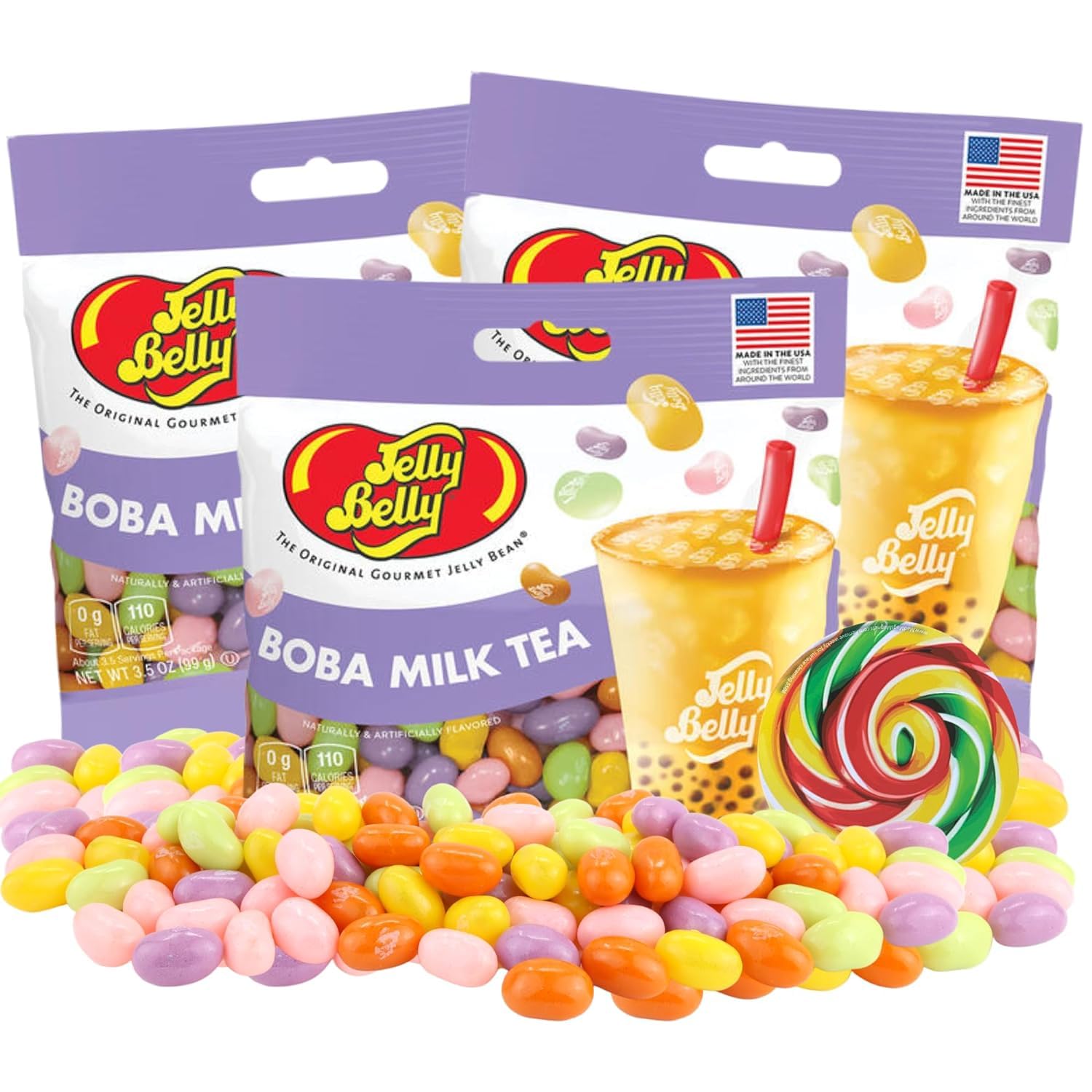 **Jelly Belly Boba Milk Tea Gourmet Jelly Beans 100g - Vegan, Dairy-Free, Gluten-Free, Kosher Candy - Bulk Snacks for Christmas, Holidays & Stocking Stuffers - Perfect for Parties, Gifts & Sweet Cravings**