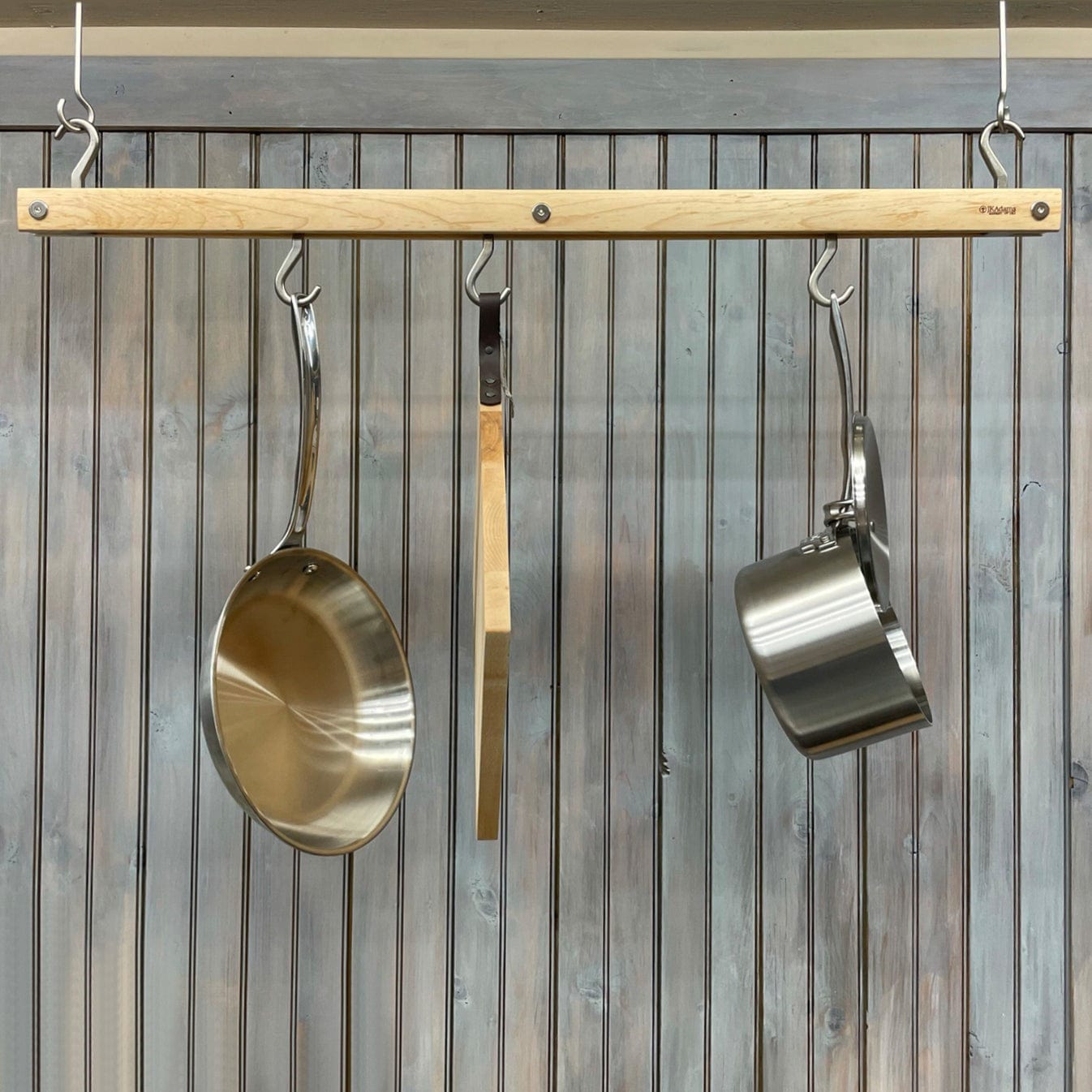 J.K. Adams 36-Inch Wall Mounted Pot Rack - Heavy Duty Stainless Steel Cookware Organizer for Kitchen Storage - Perfect for Hanging Pots, Pans & Utensils in Home or Restaurant