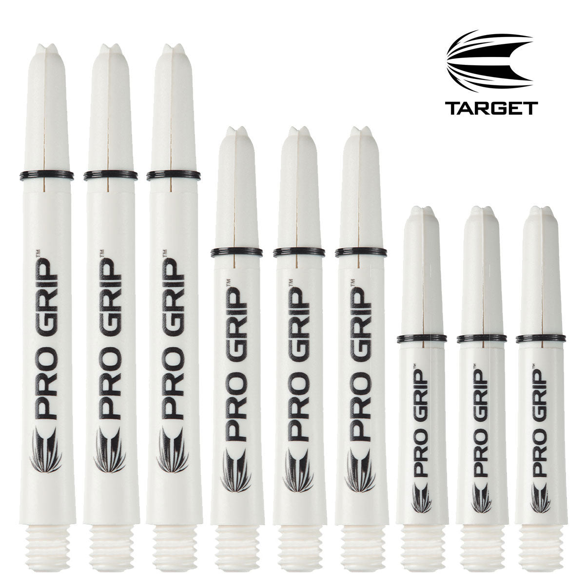 Target Pro Grip Ring Lock Shafts - White | High-Quality Dart Shafts for Professional Players | Perfect for Steel Tip Darts & Competitive Tournaments