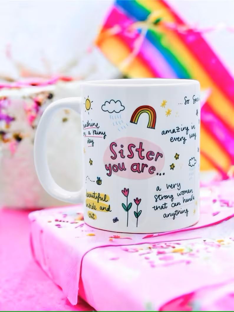 Personalized Sister Mug - Best Birthday & Christmas Gift for Sister, Cousin, or Rakhi - Cute Coffee Cup with 'Sister You Are' Design - Perfect for Home, Office & Gifting
