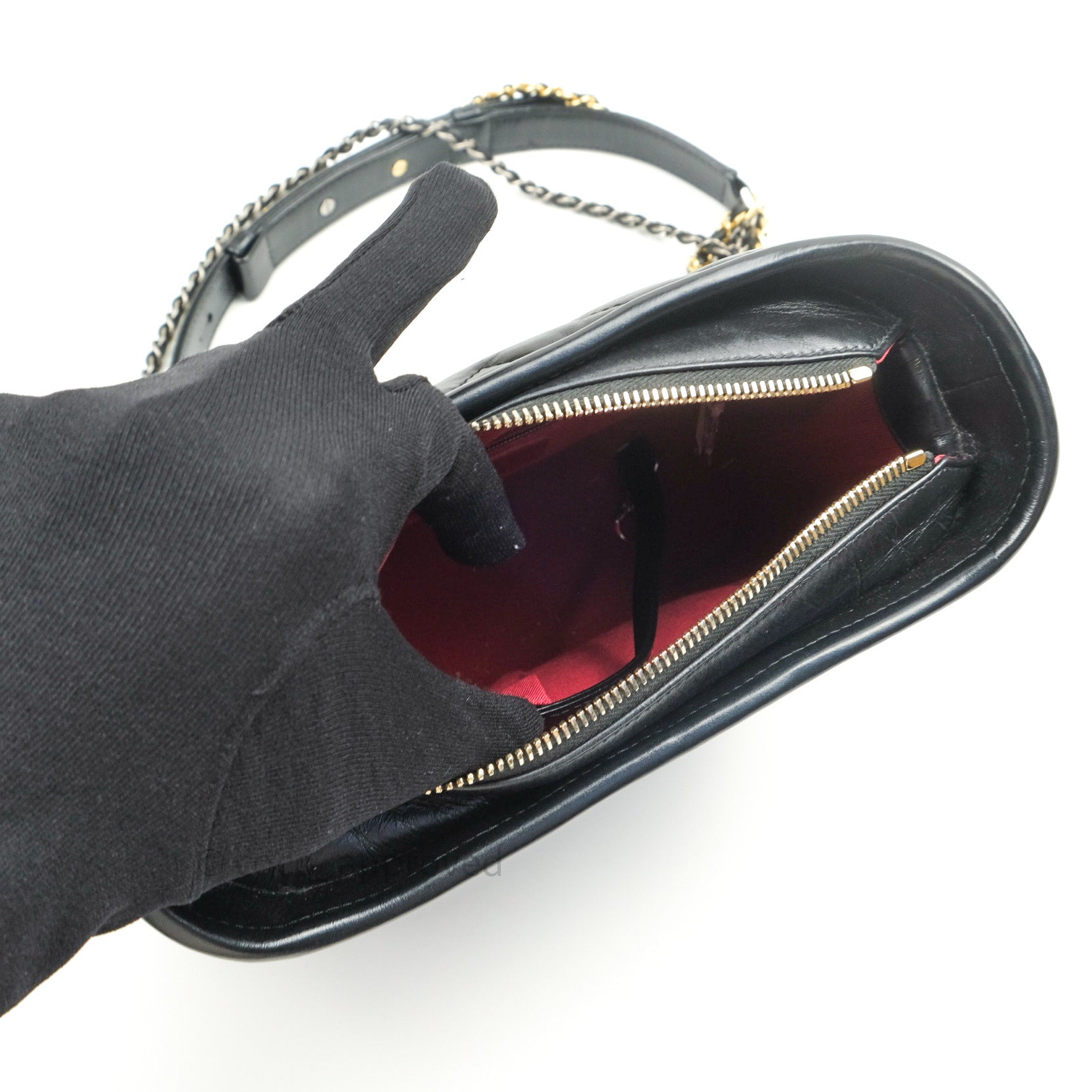 Chanel Small Gabrielle Hobo Bag in Black Calfskin with Chevron Pattern & Mixed Hardware - Perfect for Everyday Use, Work & Special Occasions