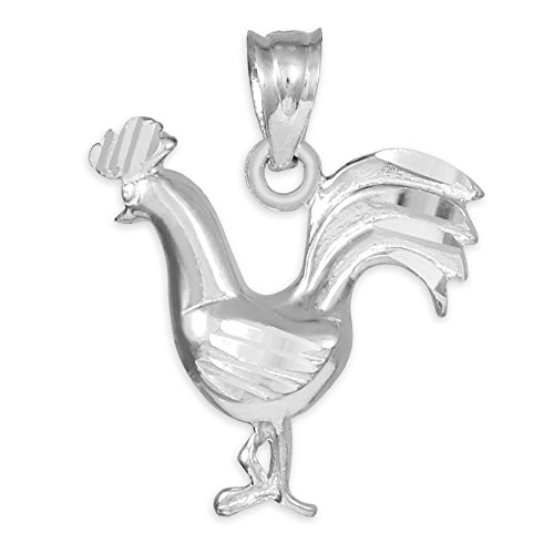 925 Sterling Silver Rooster Charm Pendant Necklace - High Polish Finish - Perfect for Chinese Zodiac Gifts, Birthday Jewelry & Everyday Fashion Accessories