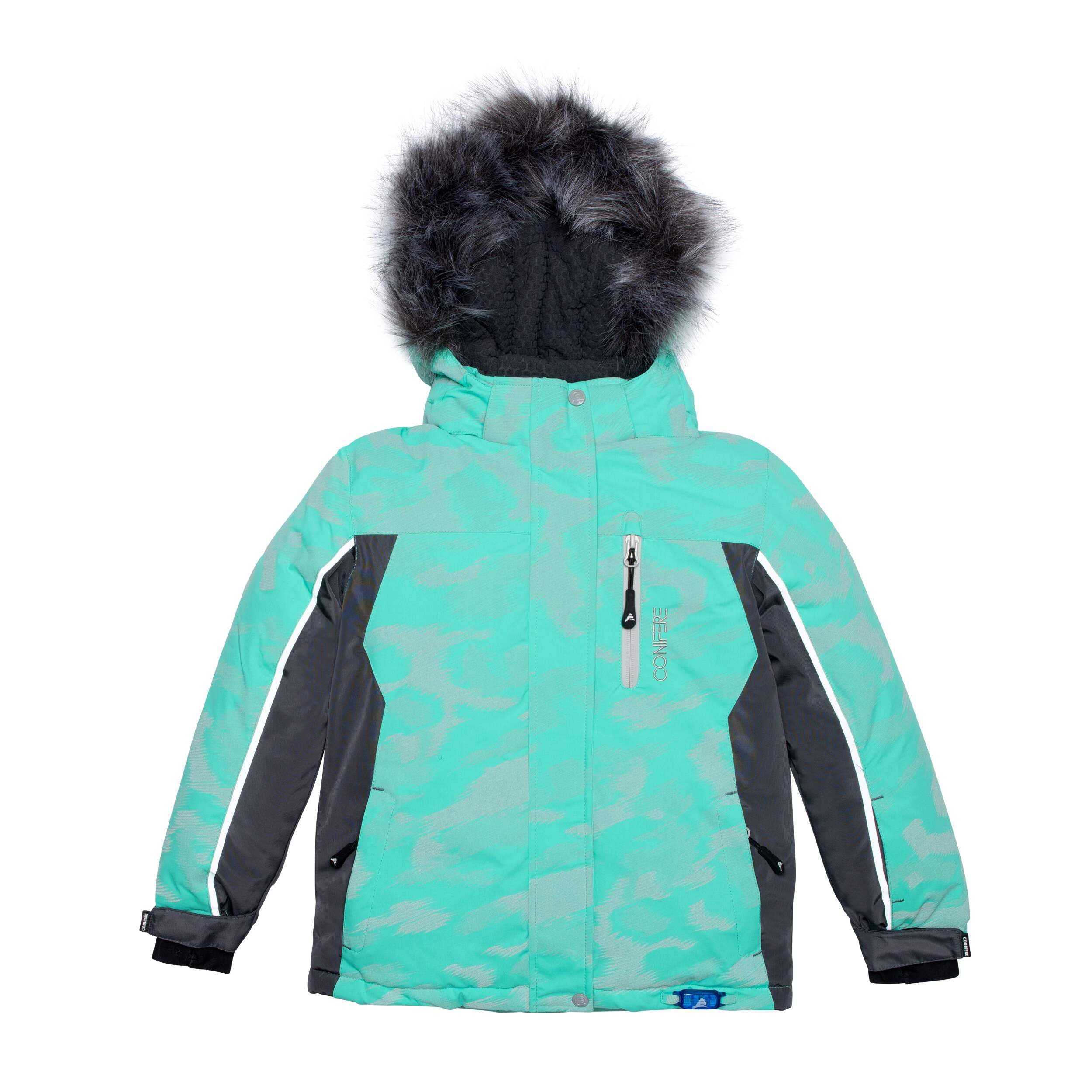 CONIFÈRE Turquoise Plume Girls Snowsuit Set - Waterproof Winter Jacket & Pants for Toddler Girls (Ages 2-4) | Warm Snow Outfit for Skiing, Sledding & Outdoor Winter Activities