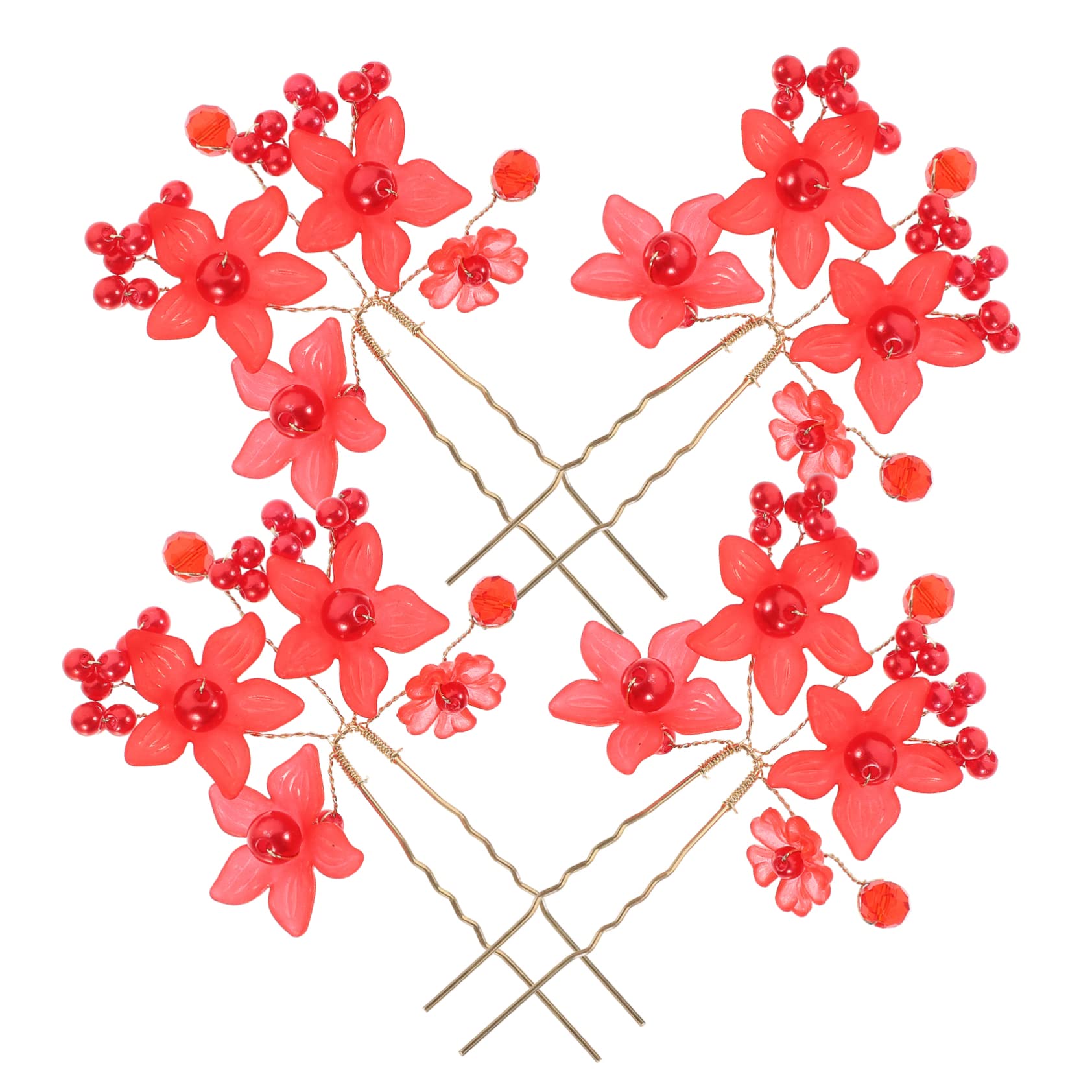Beavorty 2 Sets Hair Sticks for Women & Girls - Floral Hair Forks, Hair Pins for Buns & Updos - Classic Design (4pcs x 2) - Perfect for Weddings, Parties & Everyday Elegant Hairstyles