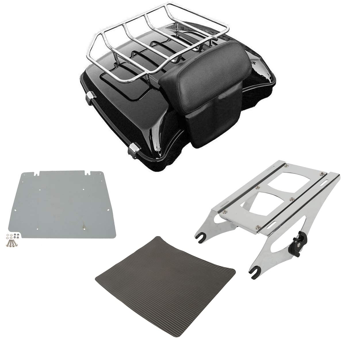 XMT-Moto Razor Tour Pack Kit with Backrest Pad, Fitted Lining & Mounting Rack for Harley Touring (Road King, Road Glide, Street Glide, CVO 2014-2023) - Perfect for Long-Distance Rides & Two-Up Travel