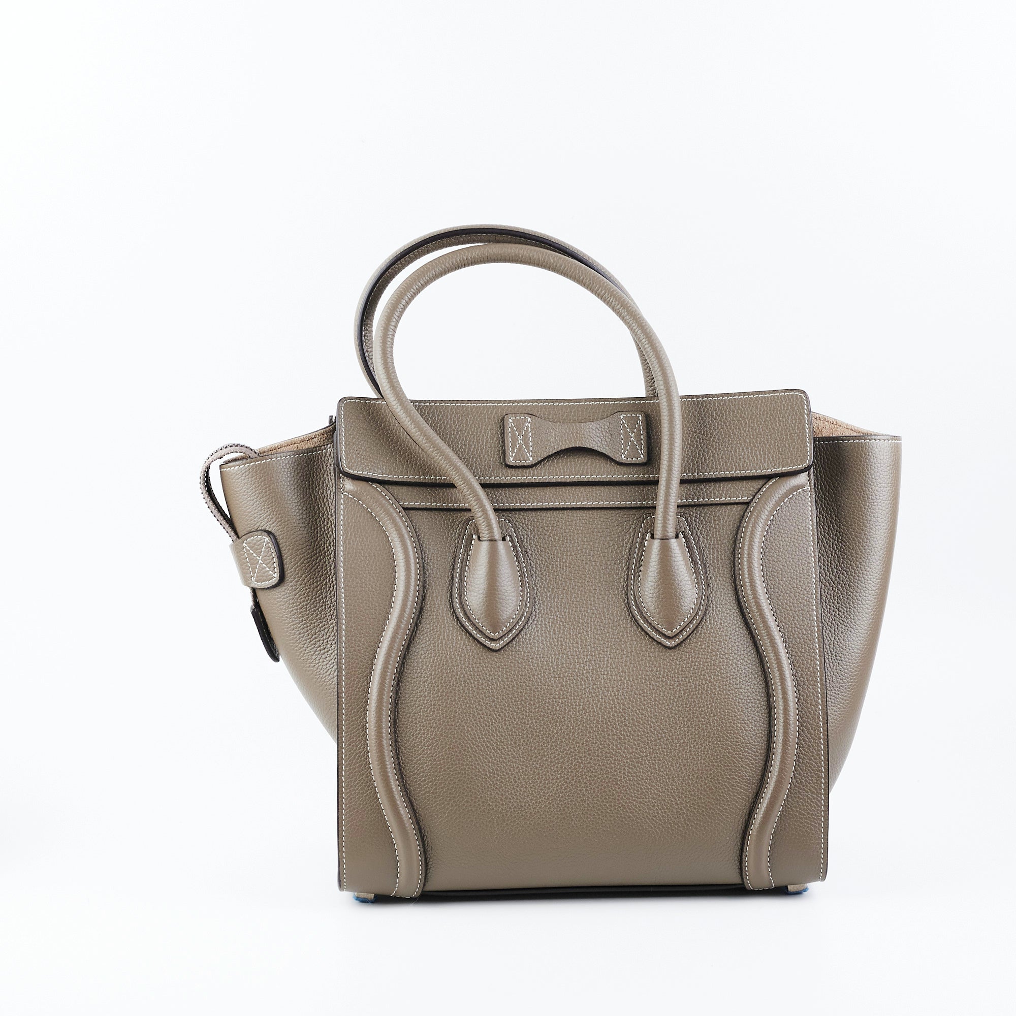 Celine Micro Luggage Bag in Soft Calfskin Leather - Souris Gray | Stylish Crossbody Purse for Women, Perfect for Work, Travel & Everyday Use