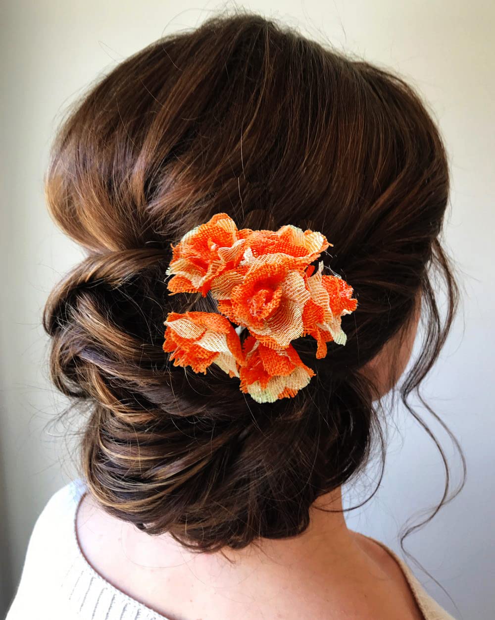 Elegant Orange Bridal Hair Pins for Women & Girls – Artificial Hair Accessories for Weddings, Prom & Special Events – Pack of 1