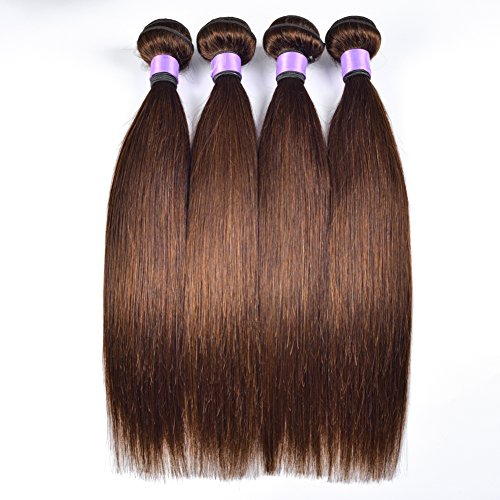 Premium 7A Grade Brazilian Virgin Hair Extensions - 4 Bundles Straight Human Hair Weave #4 Light Brown 20 Inches for Natural Look & Styling - Perfect for Daily Wear, Parties, and Special Occasions