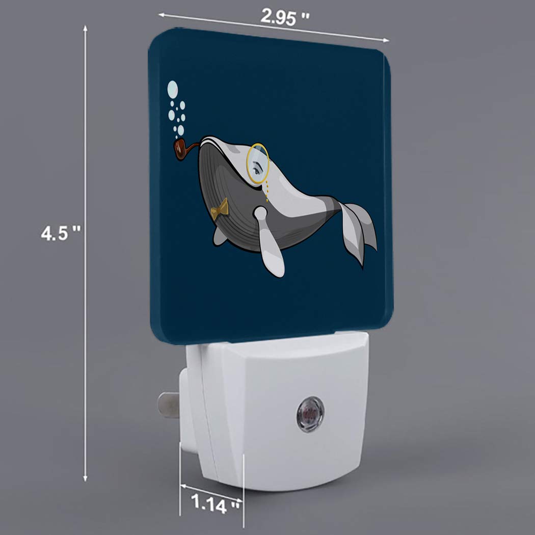 Whale Night Light for Kids - LED Plug-in Wall Nightlight with Auto Dusk-to-Dawn Sensor, Cartoon Sea Animal Design for Nursery, Bedroom, Bathroom, Hallway & Stairs - Perfect for Nighttime Safety and Soothing Sleep
