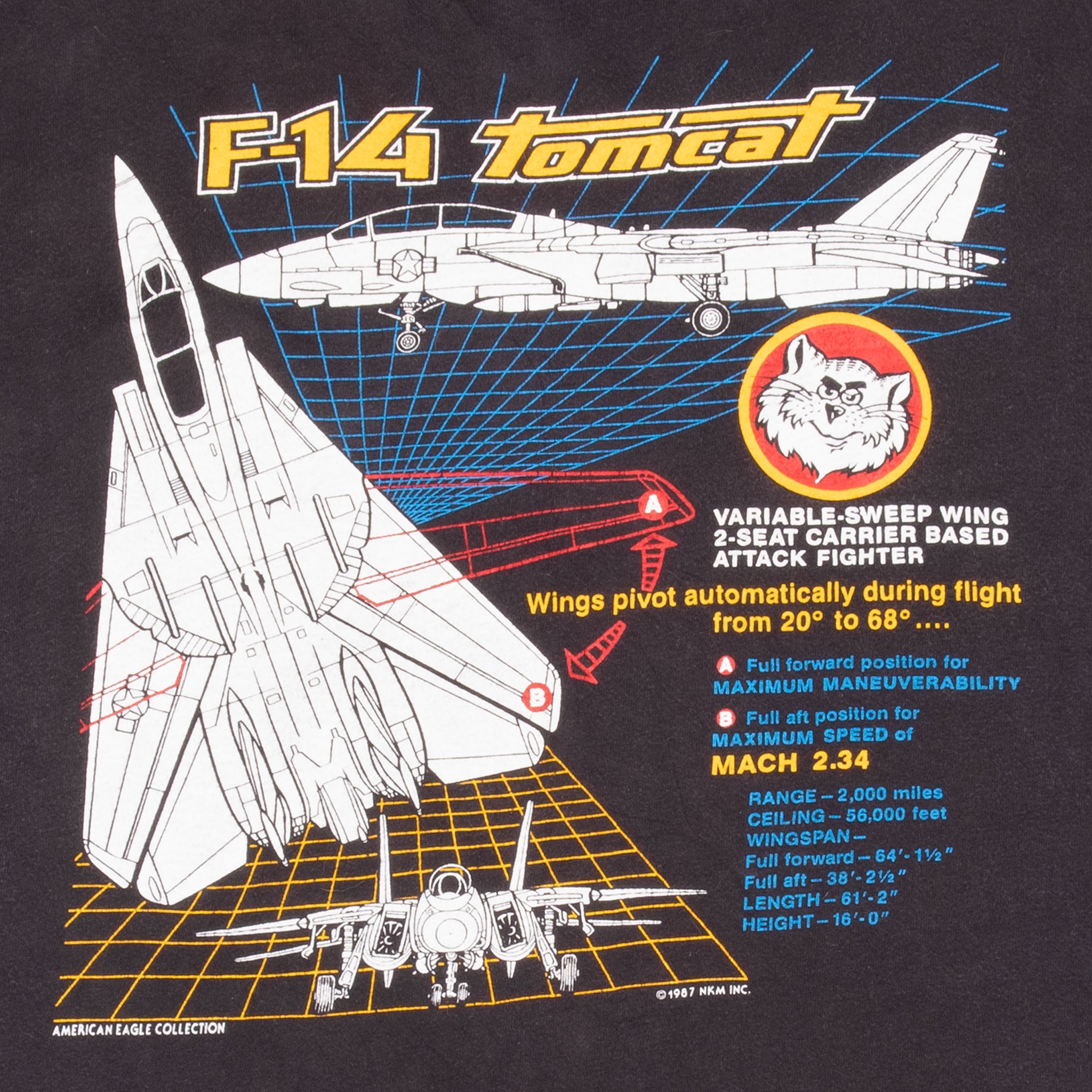 Vintage US Navy Top Gun F14 Tomcat 1987 T-Shirt XL - Made in USA - Military Apparel for Aviation Enthusiasts & Movie Fans