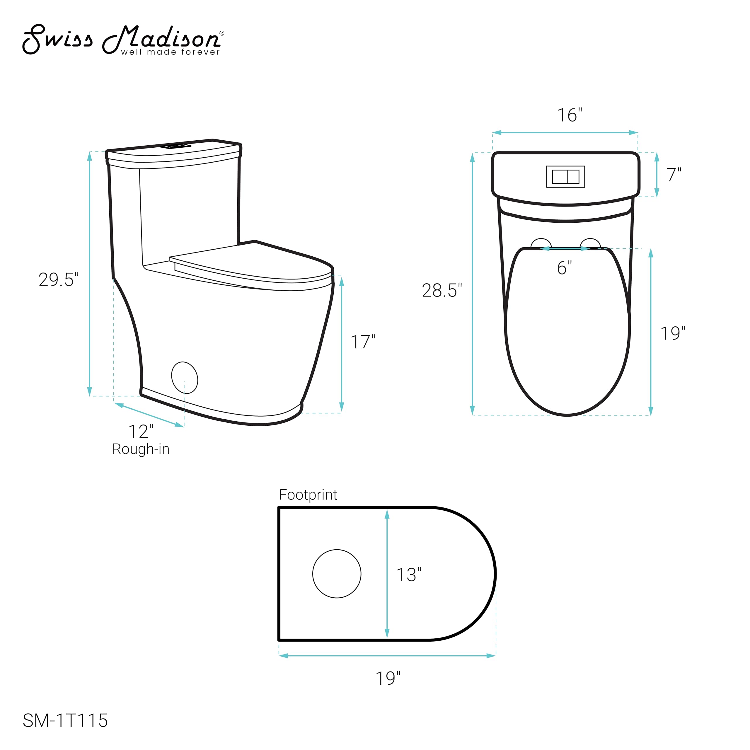 Beau One-Piece Elongated Toilet with Dual-Flush Technology 1.1/1.6 GPF - Water-Saving Bathroom Fixture for Modern Homes & Commercial Spaces