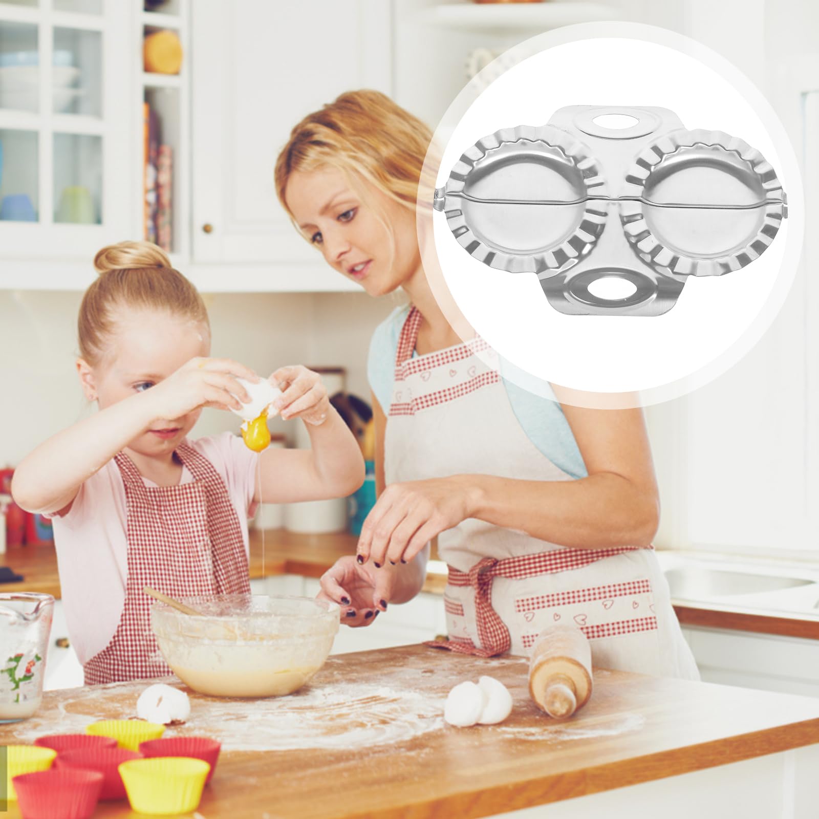 2-Piece Dumpling Maker Set - 304 Stainless Steel Pierogi Mold, Ravioli Press, Pelmeni Mold & Pastry Dough Cutter for Homemade Dumplings, Biscuits & Pies - Perfect for Asian Cuisine, Italian Pasta & Baking