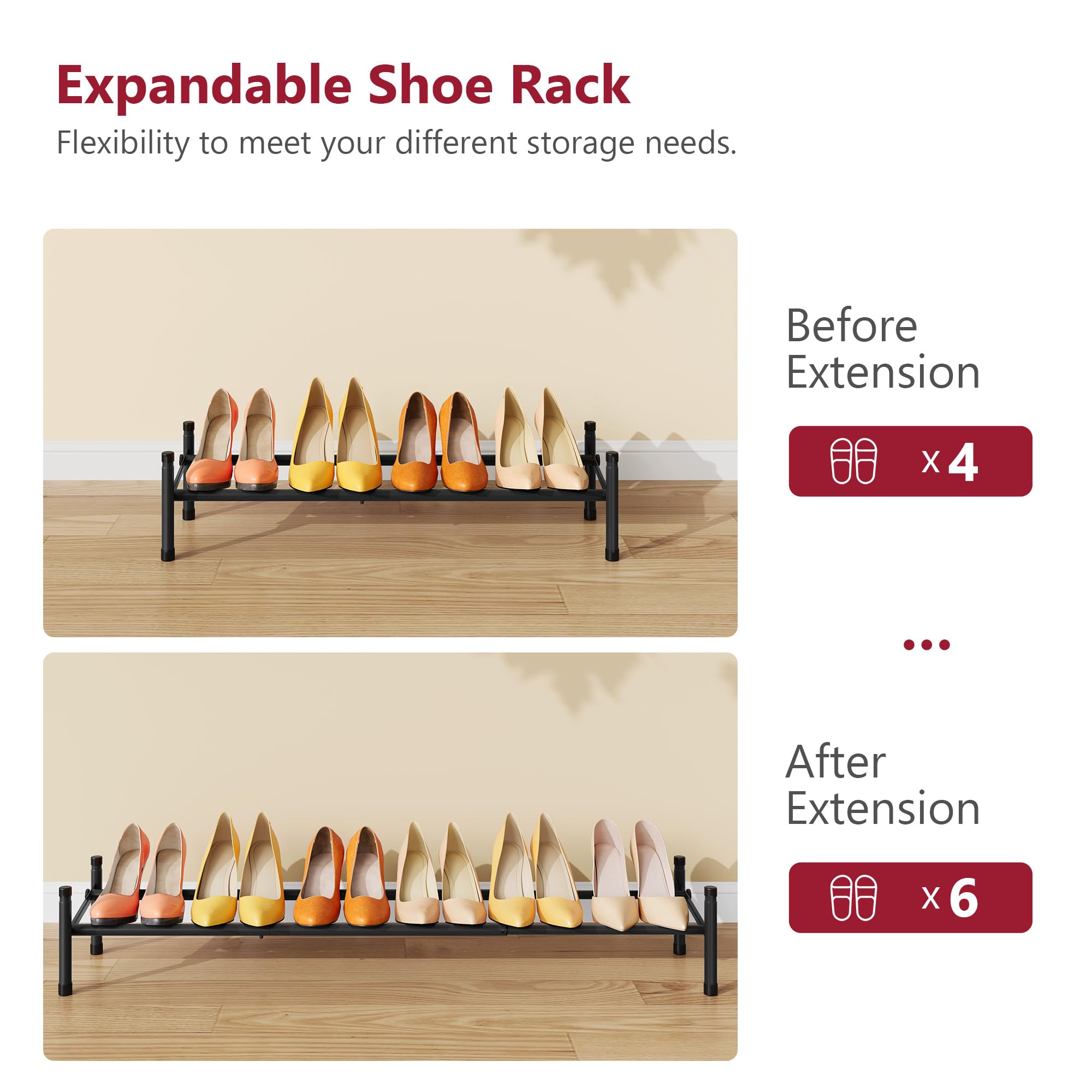 Tajsoon Expandable Shoe Rack 1 Tier - 28