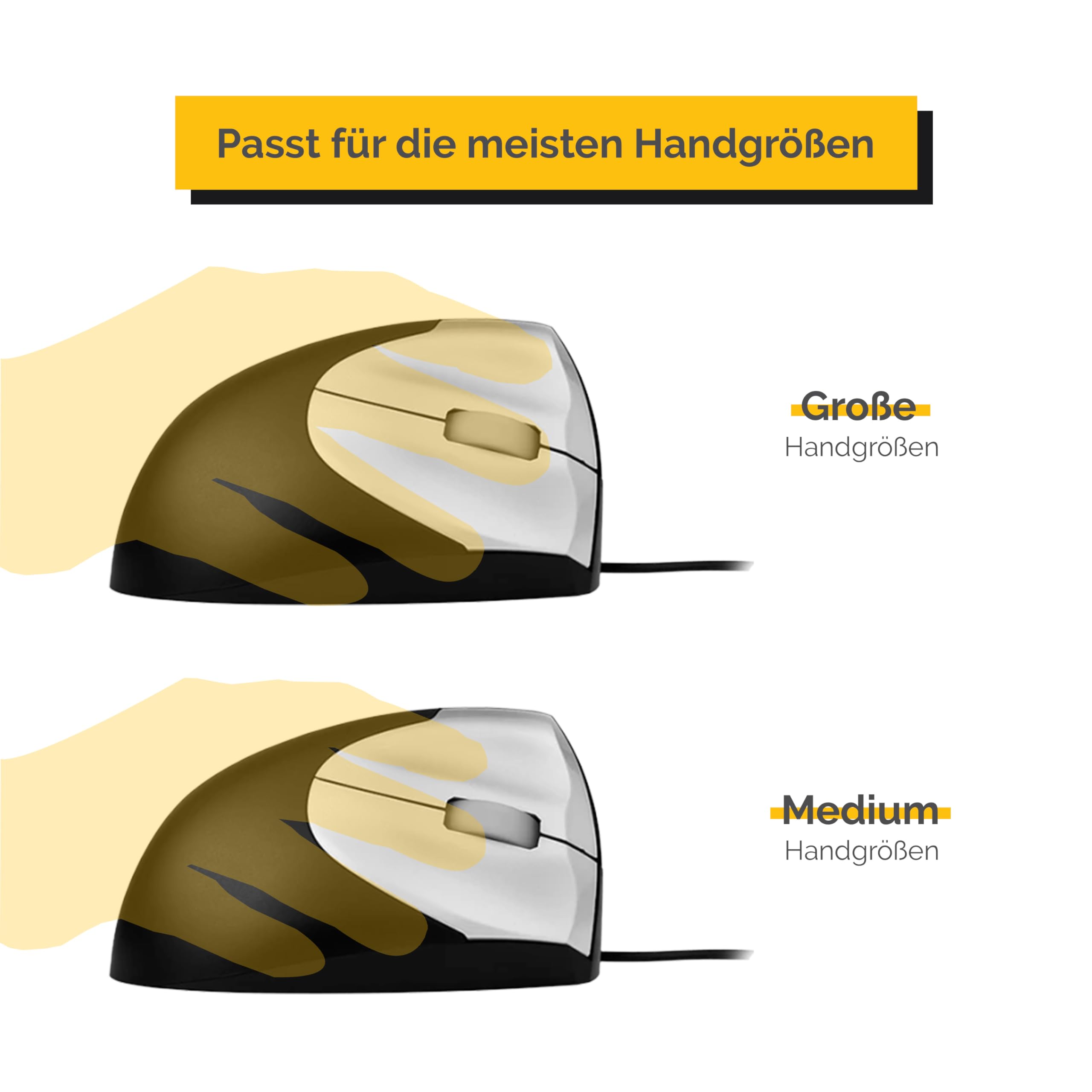 R-Go Tools RGOEZML Minicute EZ Evolution Vertical Ergonomic Mouse (Right-Handed, Black/Silver) - Perfect for Office Work, Gaming & Reducing Wrist Pain