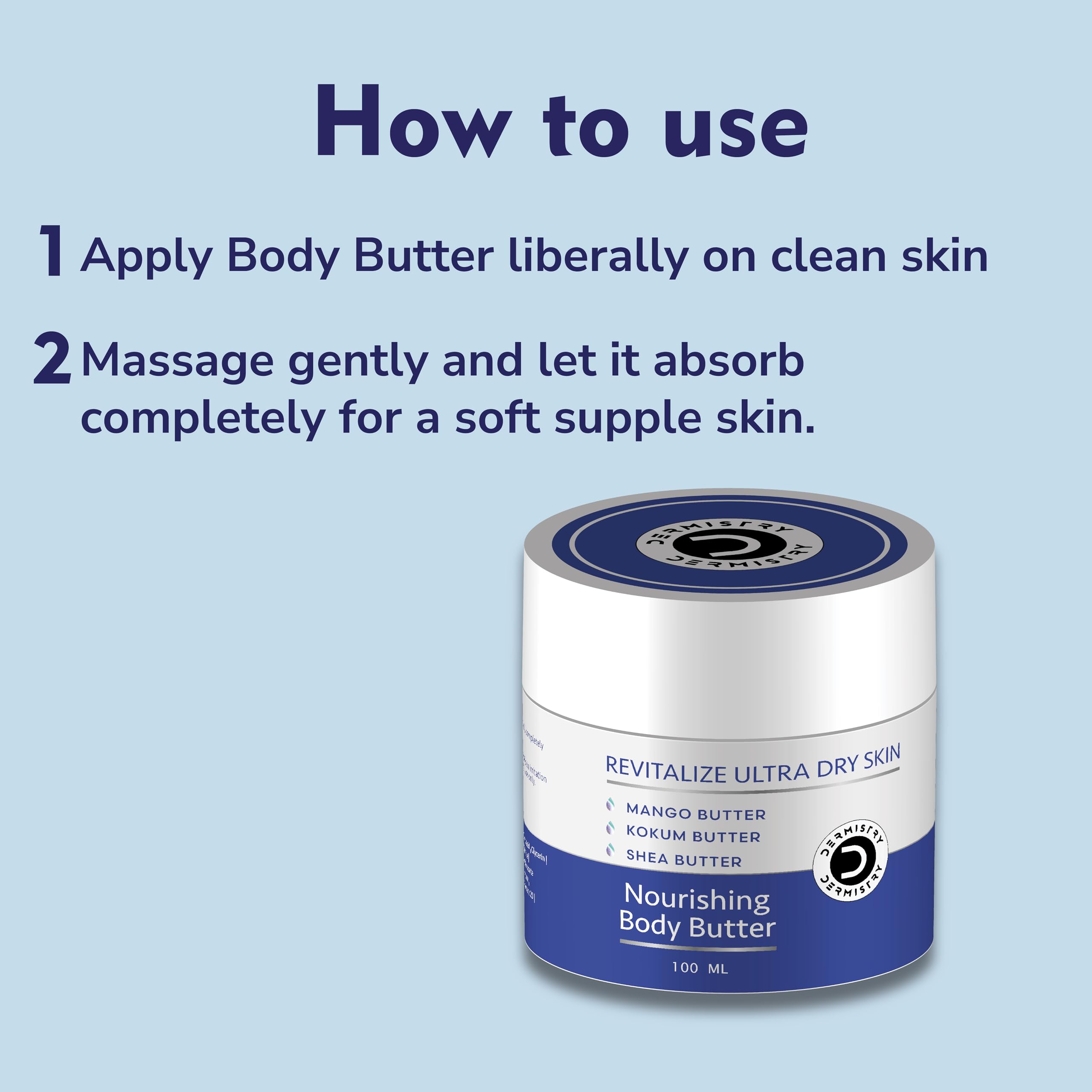 Dermistry Moisturizing Body Butter for Dry & Sensitive Skin - Mango Shea Kokum & Coffee Body Cream - Non-Sticky Hydrating Lotion for Men & Women - Winter & All Seasons Care - Perfect for Daily Moisture & Post-Shower Skin Nourishment