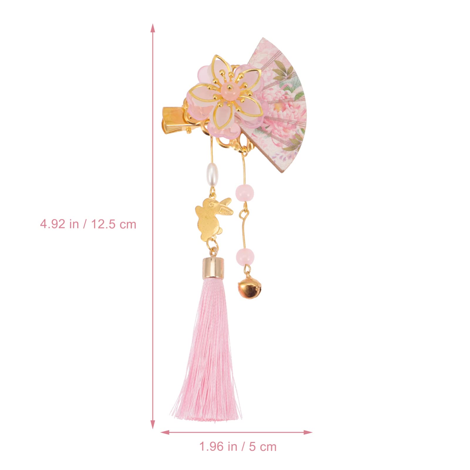 Minkissy 2 Pcs Japanese Hair Clips - Kimono Flower Hair Pins with Tassel, Kanzashi Hair Barrettes for Women & Girls - Traditional Hair Ornament for Costume, Cosplay, Tea Ceremony & Special Occasions - Pink