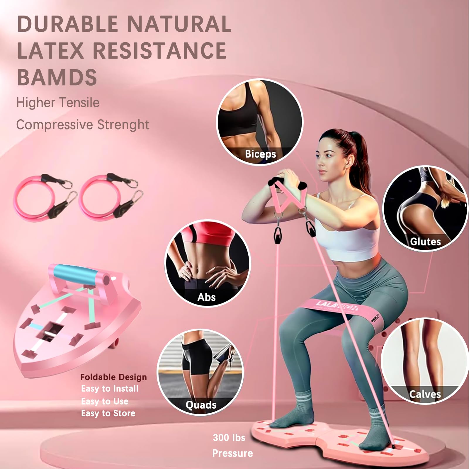 LALAHIGH Portable Home Gym System for Men & Women - Push Up Board, Pilates Bar, 20 Fitness Accessories with Resistance Bands & Ab Roller Wheel - Professional Strength Training Equipment for Full Body Workout at Home, Office or Travel