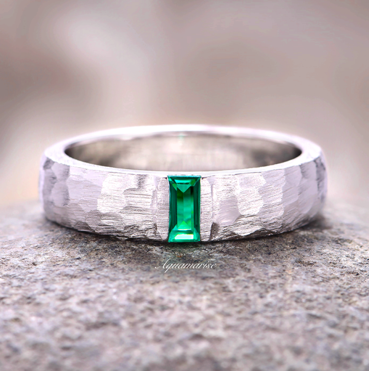 Emerie Diamond (CZ) & Emerald Couples Ring Set - 925 Sterling Silver Matching Wedding Bands for Him & Her - Romantic Anniversary Gift for Couples, Engagements & Special Occasions