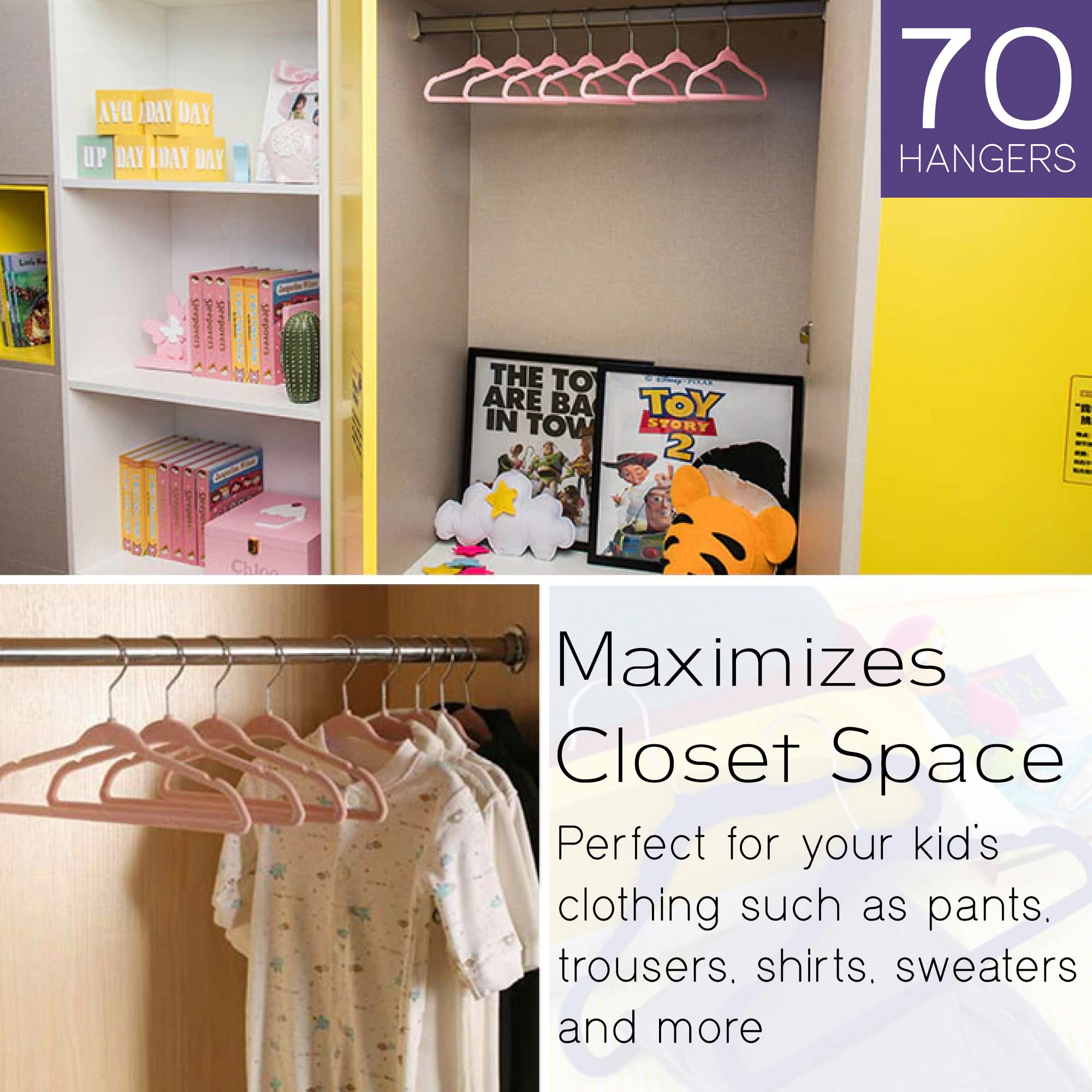 Premium Baby Velvet Hangers - 20 Pack, 11 Inch Non-Slip Infant Clothes Hangers for Closet Organization | Space Saving, Ultra Slim Toddler Hangers | Perfect for Nursery, Baby Wardrobe & Travel (Pink)
