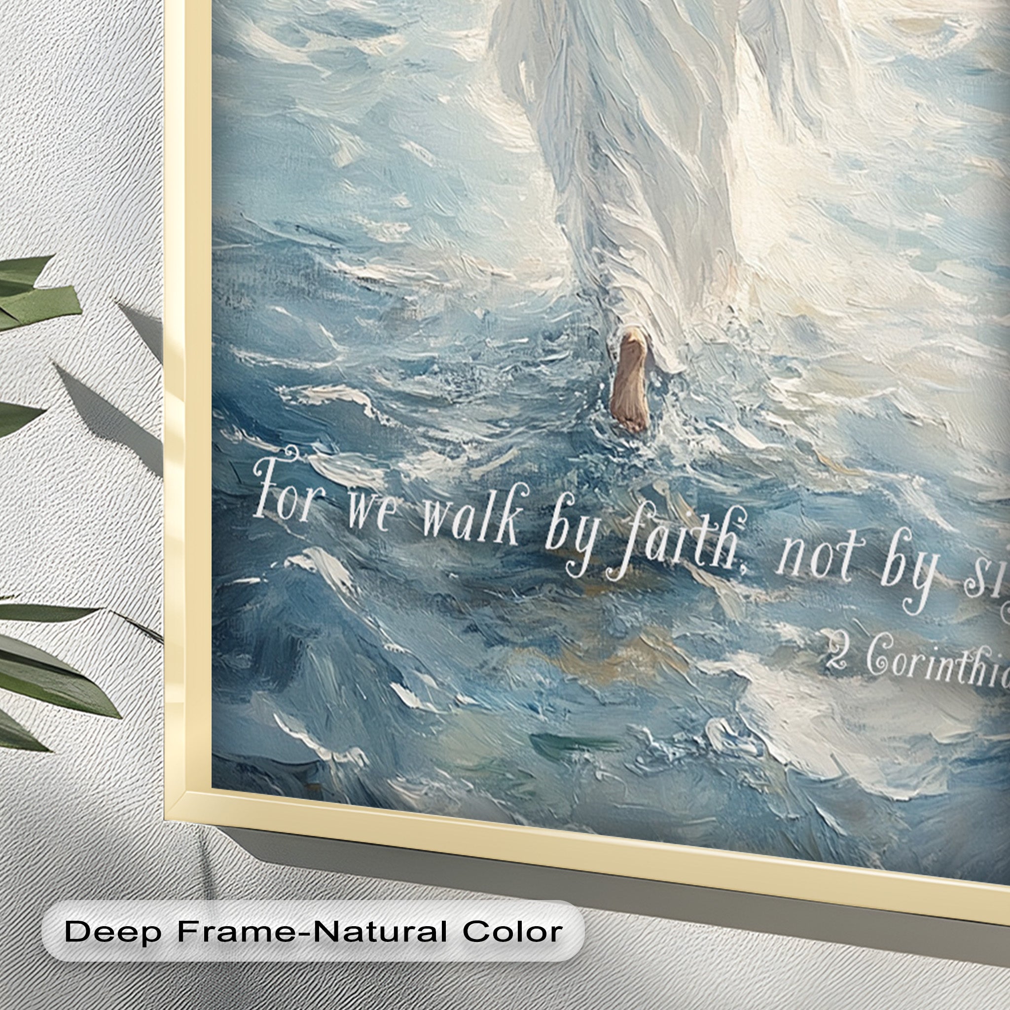 2 Corinthians 5:7 Walk by Faith Bible Verse Oil Painting - Christian Home Decor, Church Wall Art, Inspirational Gift for Believers