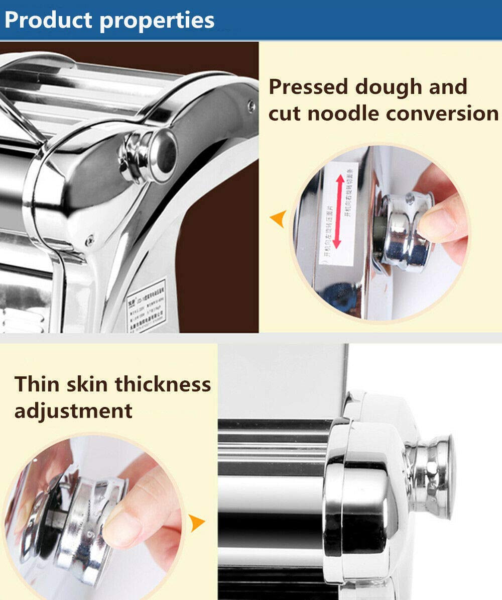 Electric Pasta Maker Machine - 135W Automatic Noodle Press with 6-Speed Adjustable Thickness for Spaghetti, Fettuccini, Lasagna & Dumpling Skins - US Stock - Perfect for Home Kitchens, Italian Restaurants & Gourmet Cooking
